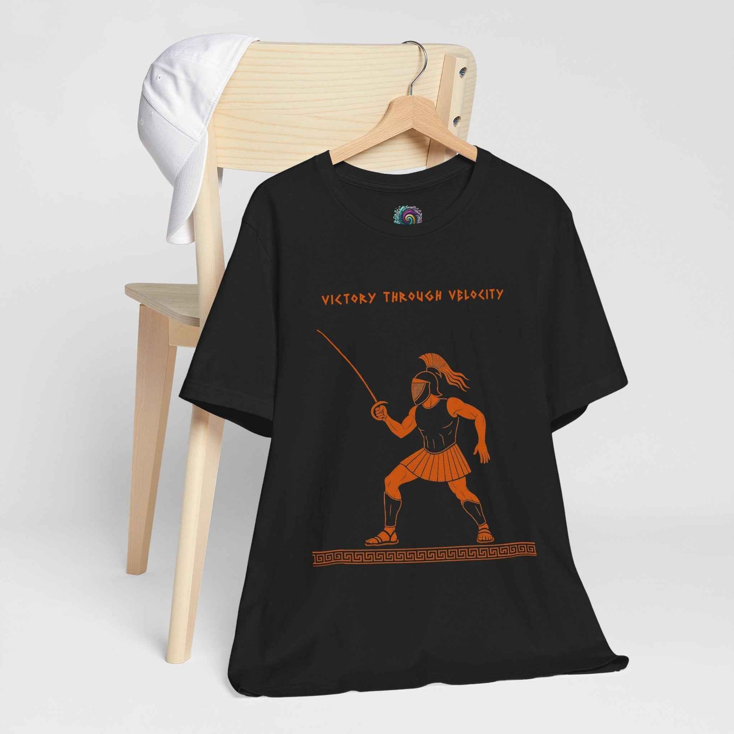 Ares Fencing Saber T-Shirt – “Victory Through Velocity” Greek Mythology Tee
