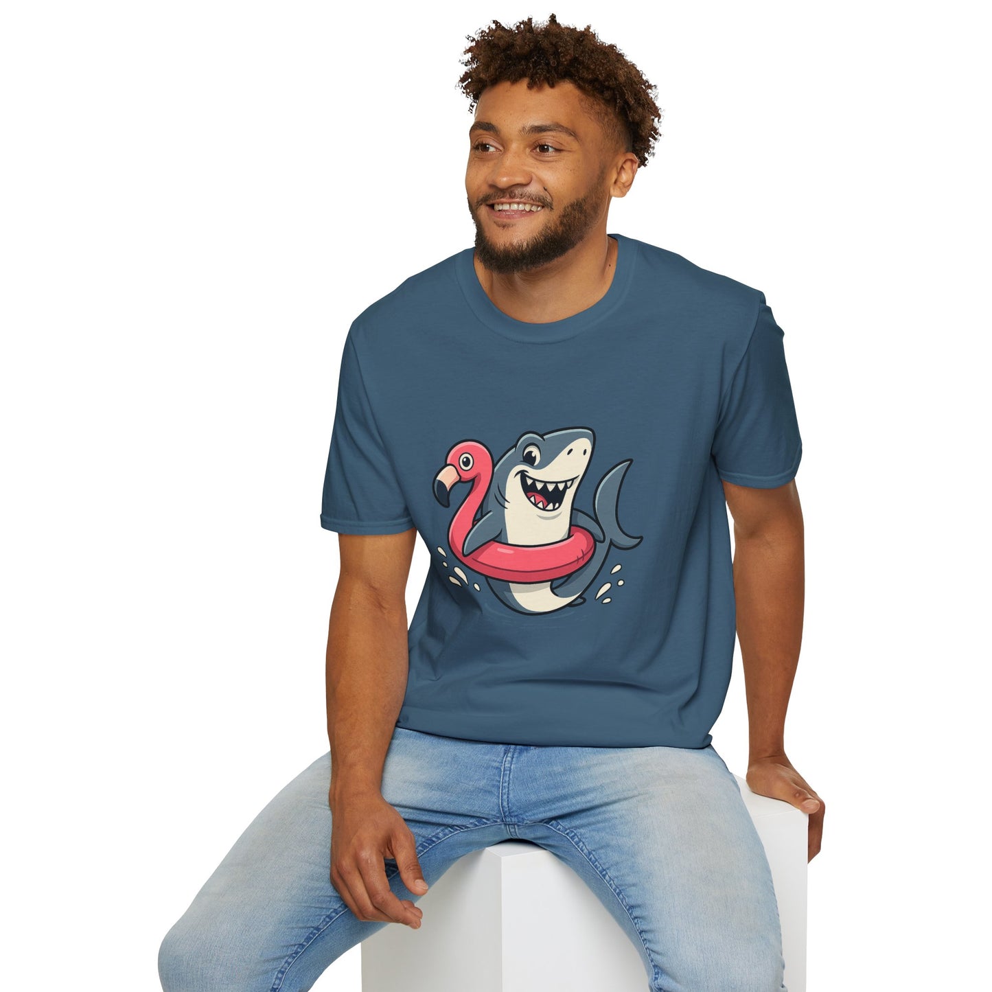 Shark & Flamingo Floatie T-Shirt – Funny Beach & Pool Day Tee