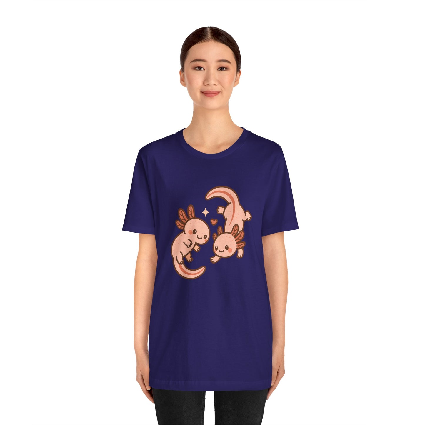 Kawaii Axolotl T-Shirt – Cute Tee with Smiling Axolotls - WhimSpin - https://whimspin.com