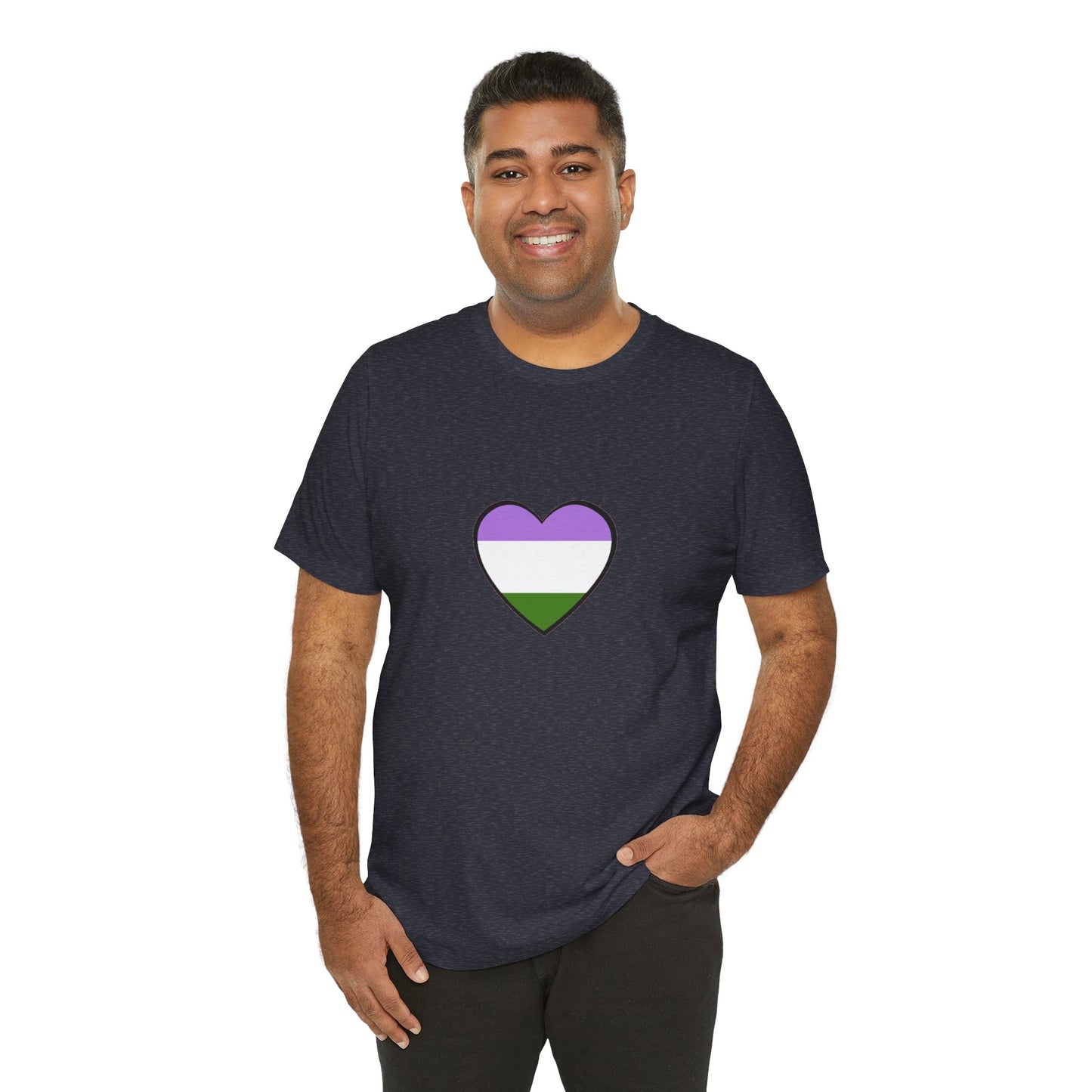 Genderqueer Flag Heart T-Shirt – Unisex LGBTQ+ Graphic Tee