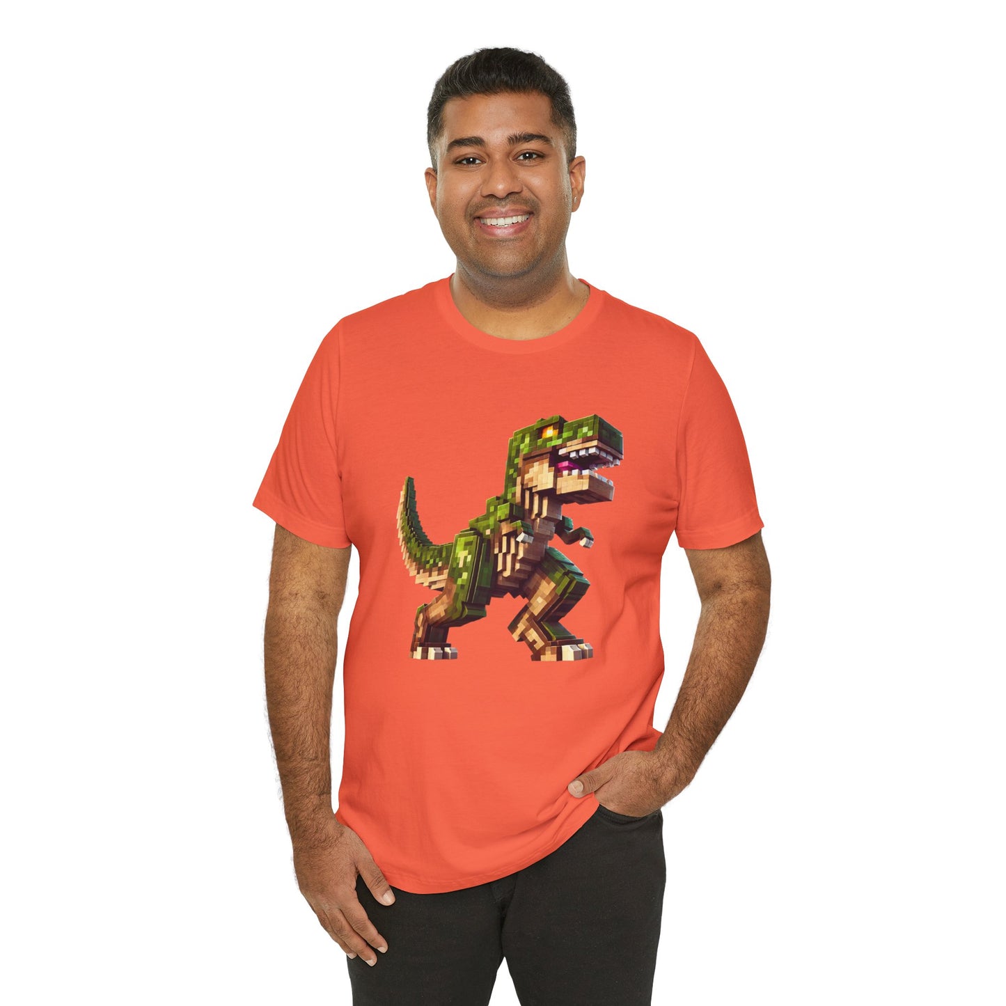 Pixel Dinosaur T-Shirt – Retro Dino Graphic Tee for Adults