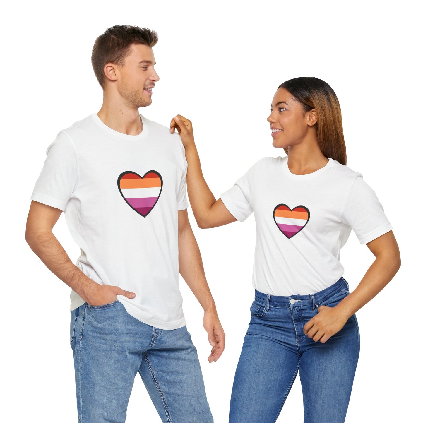Lesbian Pride Flag Heart T-Shirt – Bold LGBTQ+ Graphic Tee - WhimSpin - https://whimspin.com