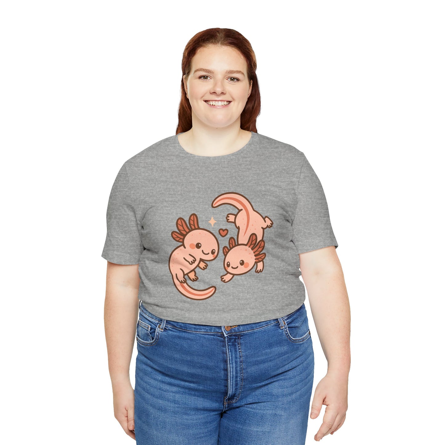 Kawaii Axolotl T-Shirt – Cute Tee with Smiling Axolotls - WhimSpin - https://whimspin.com