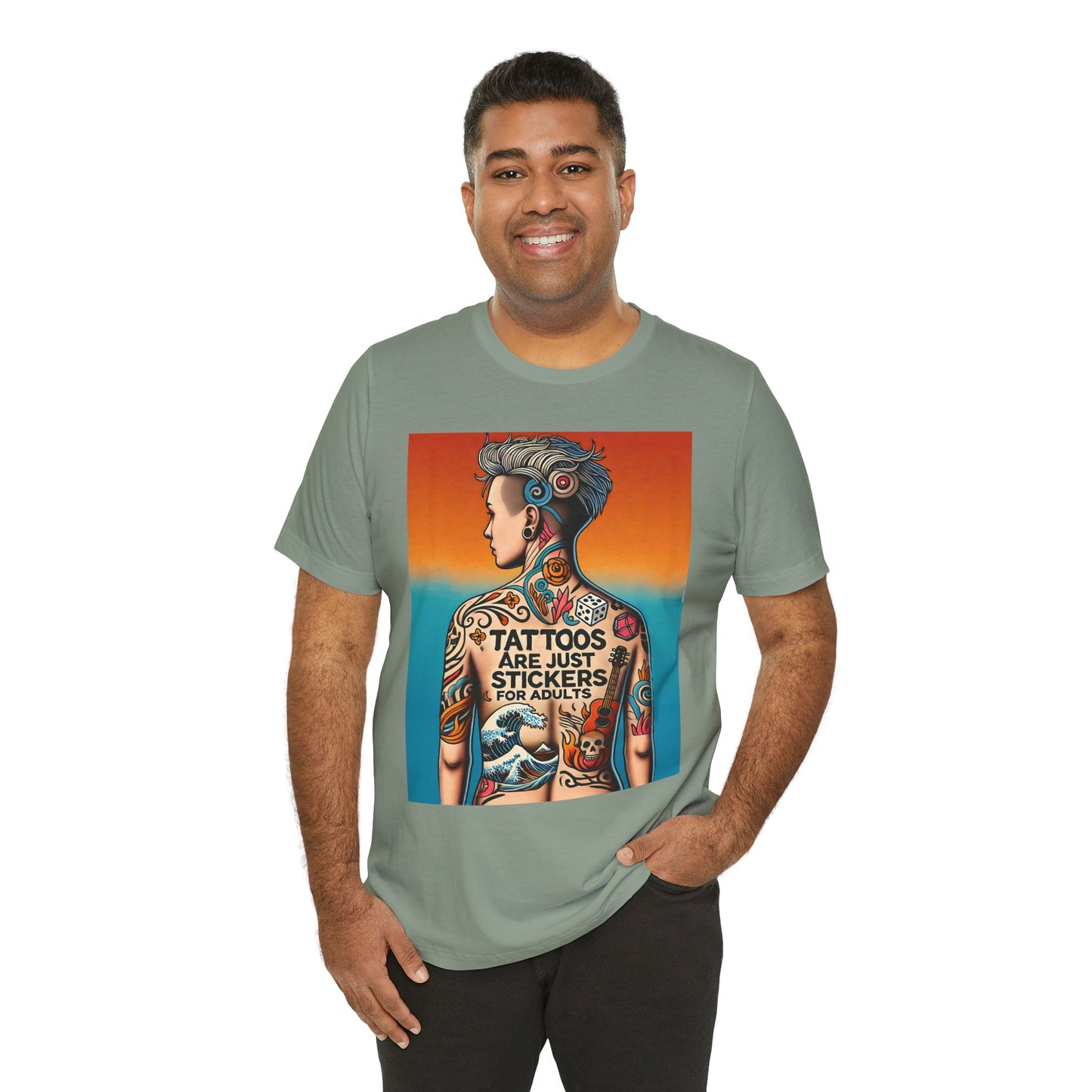Tattoos Are Just Stickers for Adults T-Shirt – Funny Tattoo Lover Graphic Tee - WhimSpin - https://whimspin.com