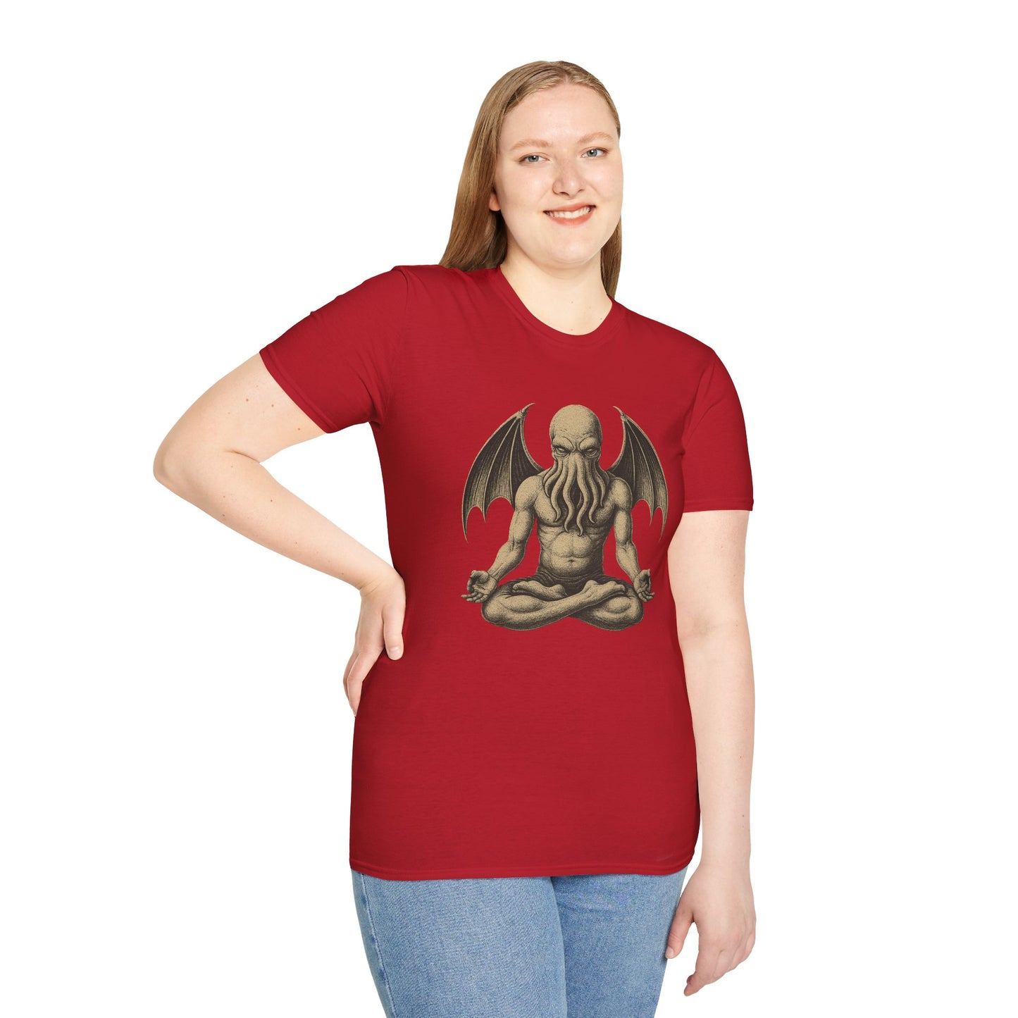 Meditating Cthulhu T-Shirt – Unisex Mythos Tee for Sci-Fi & Festival Fans - WhimSpin - https://whimspin.com