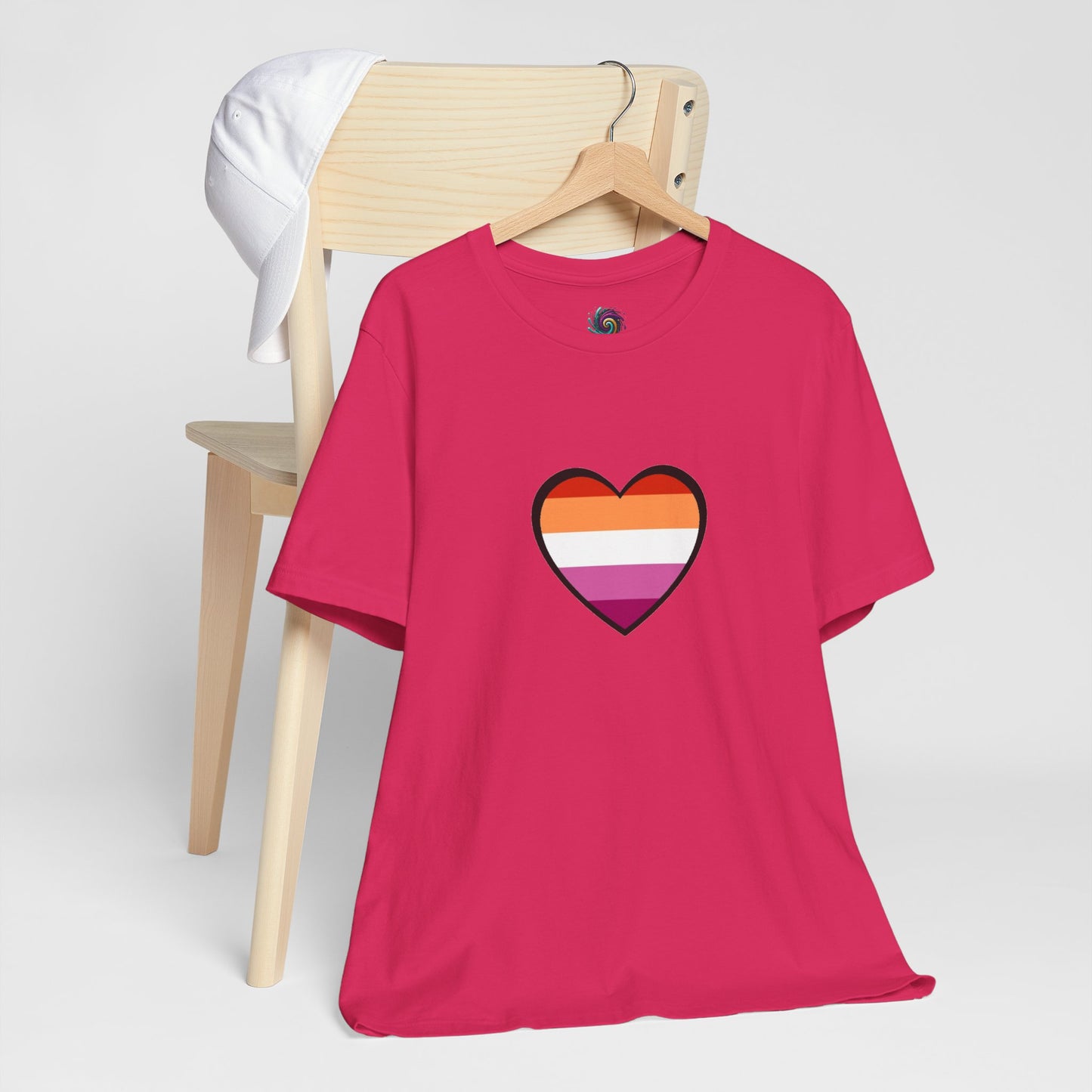 Lesbian Pride Flag Heart T-Shirt – Bold LGBTQ+ Graphic Tee - WhimSpin - https://whimspin.com