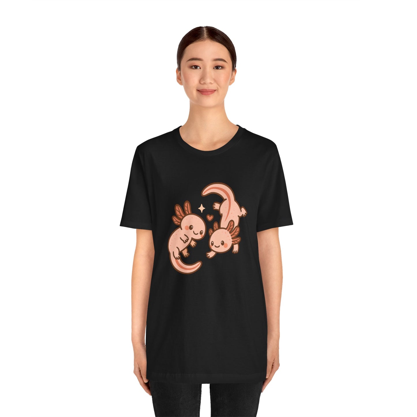 Kawaii Axolotl T-Shirt – Cute Tee with Smiling Axolotls - WhimSpin - https://whimspin.com