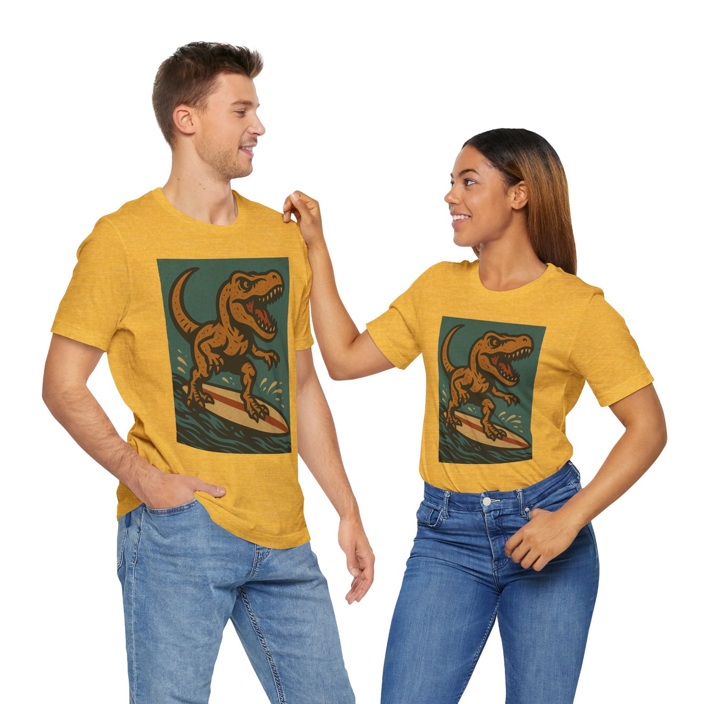Surfing T-Rex T-Shirt – Funny Dinosaur Graphic Tee for Summer Vibes - WhimSpin - https://whimspin.com