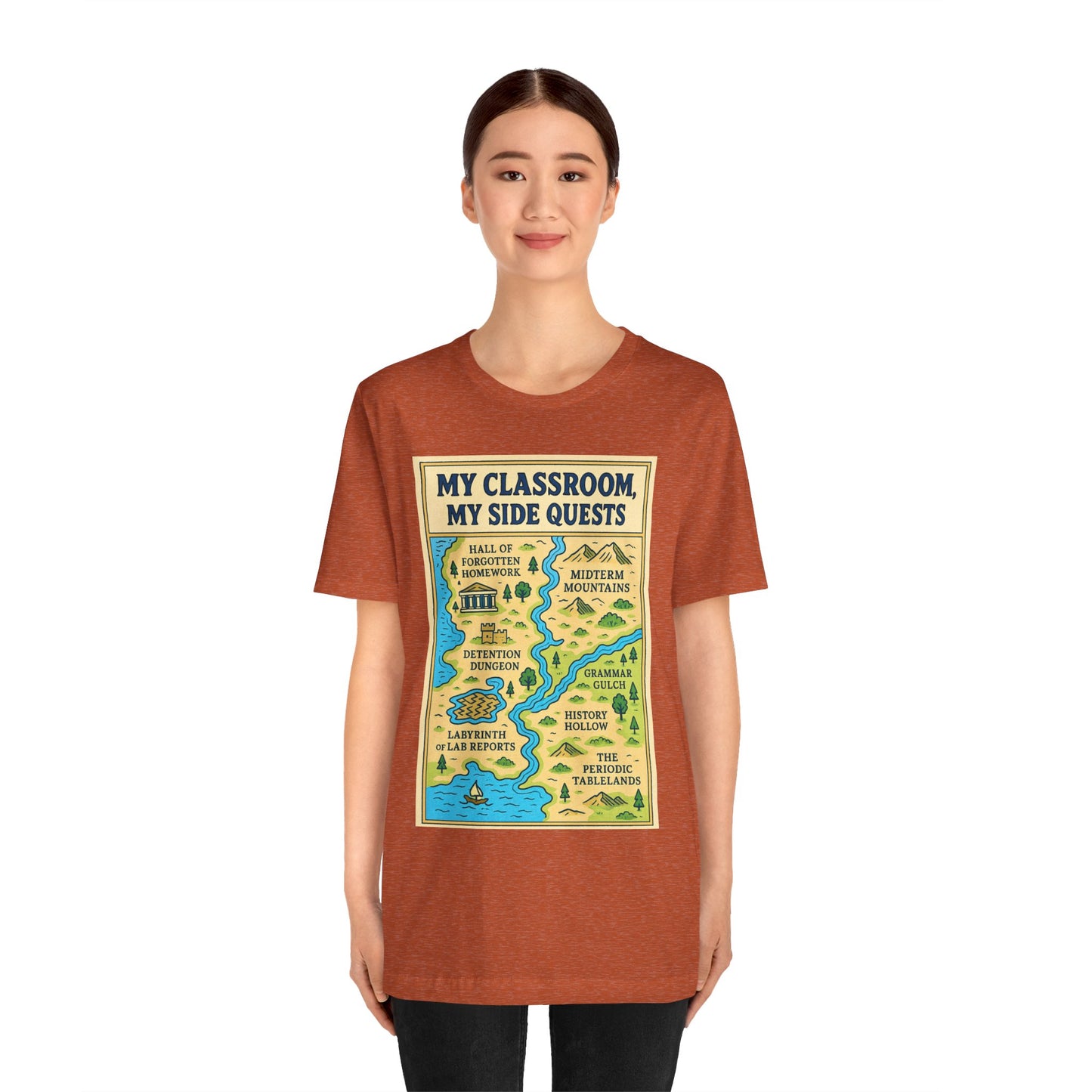 My Classroom, My Side Quests T-Shirt – RPG Map Tee for Teachers