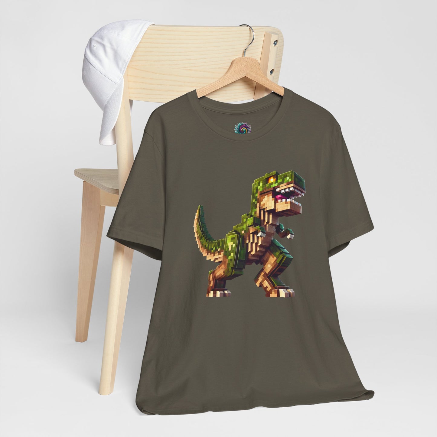 Pixel Dinosaur T-Shirt – Retro Dino Graphic Tee for Adults
