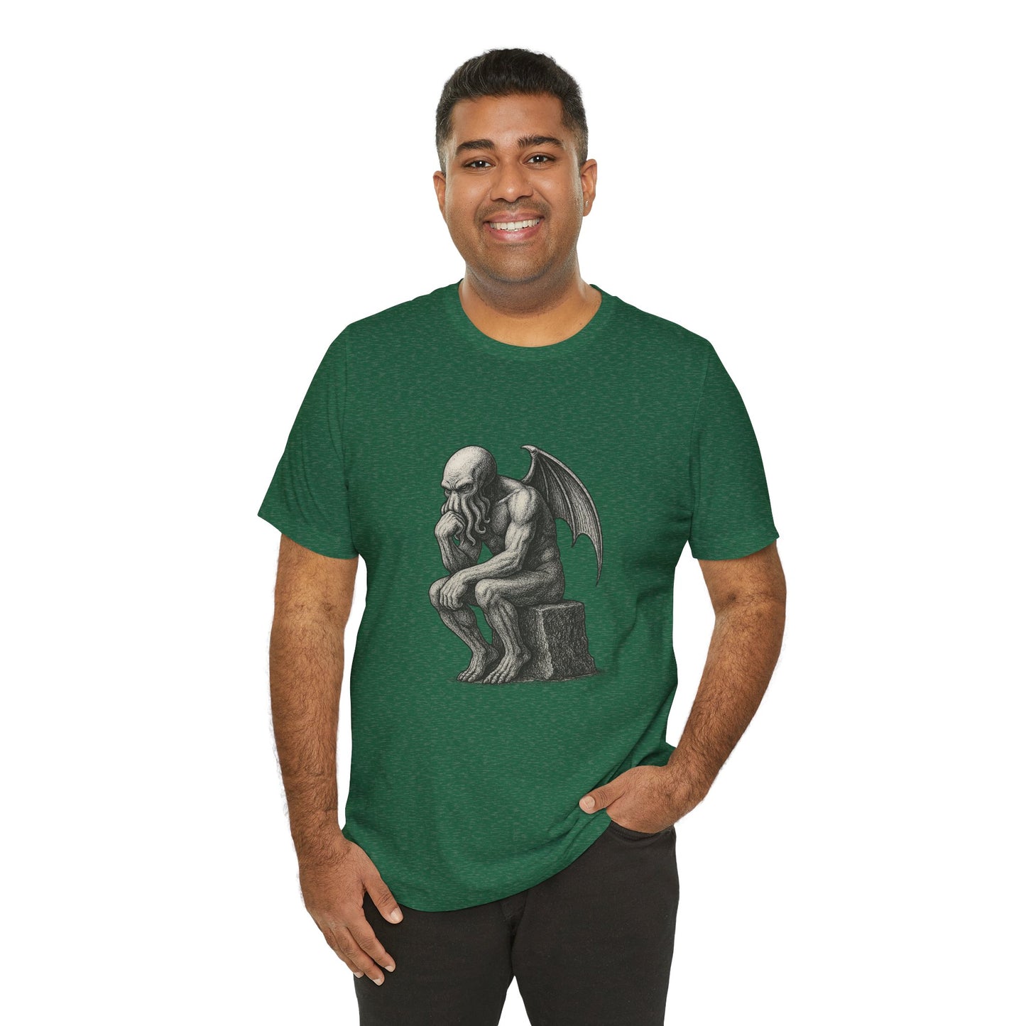 Cthulhu The Thinker Tee – Lovecraftian Parody Shirt