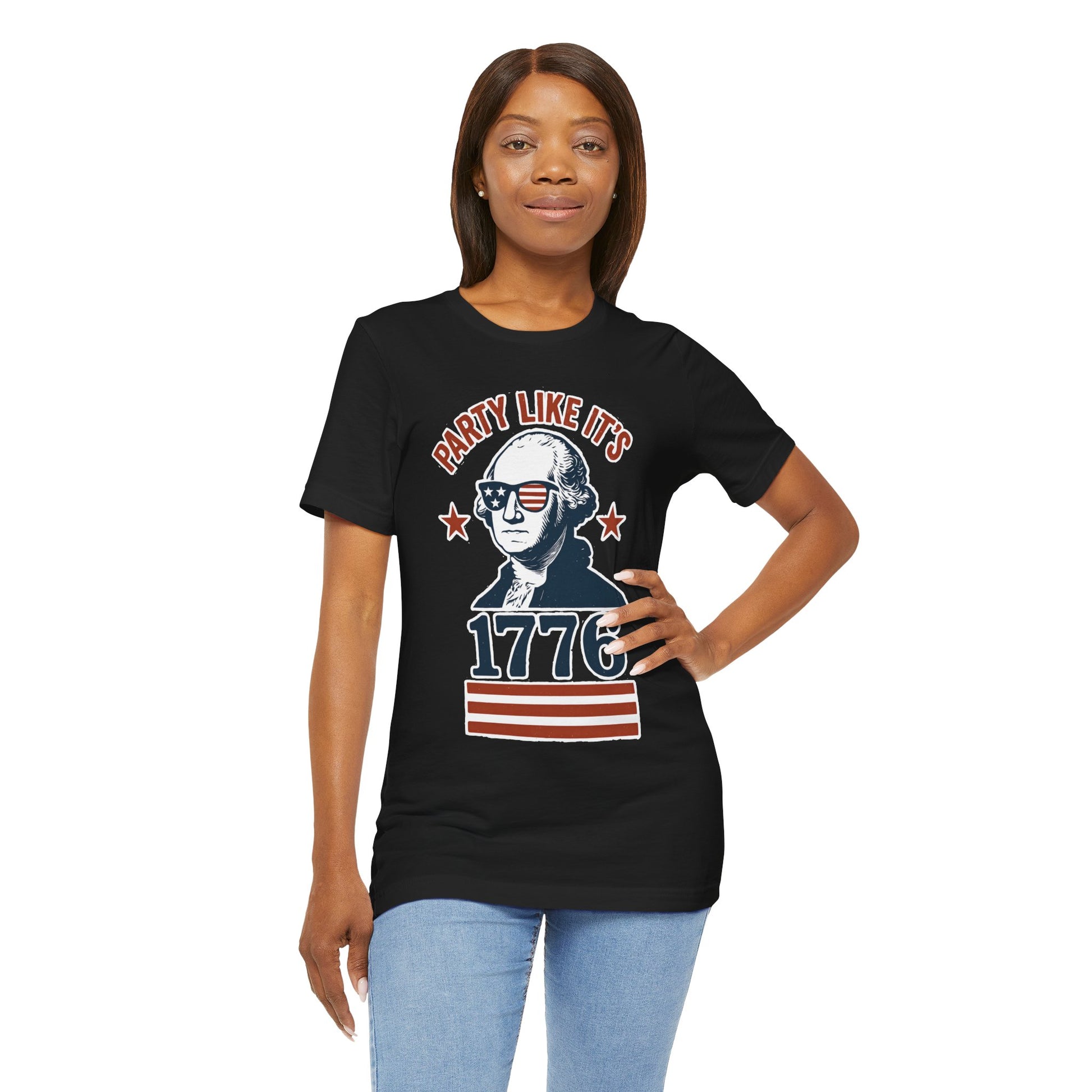 Party Like It's 1776 T-Shirt – Funny 4th of July Tee with George Washington Graphic - WhimSpin - https://whimspin.com