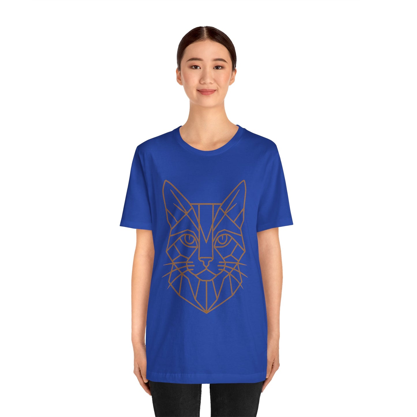 Geometric Cat T-Shirt – Minimalist Line Art Tee - WhimSpin - https://whimspin.com