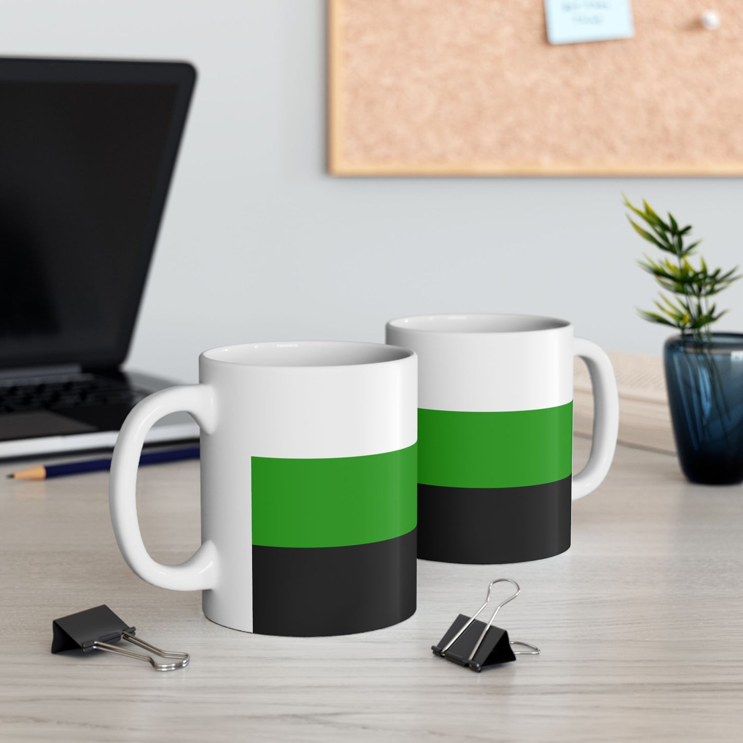 Neutrois Pride Flag Cup – White, Green & Black LGBTQ+ Ceramic Mug