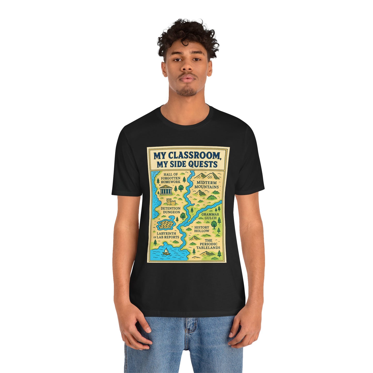 My Classroom, My Side Quests T-Shirt – RPG Map Tee for Teachers