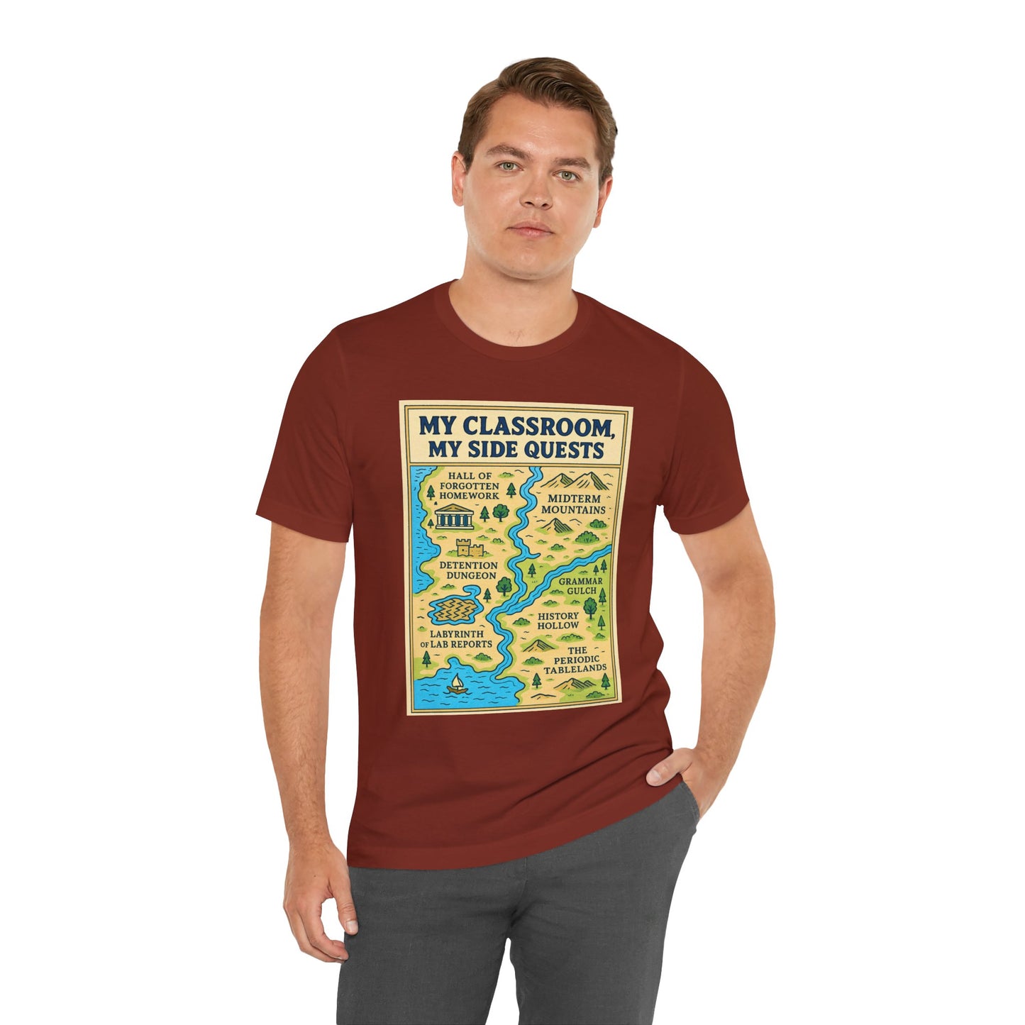 My Classroom, My Side Quests T-Shirt – RPG Map Tee for Teachers