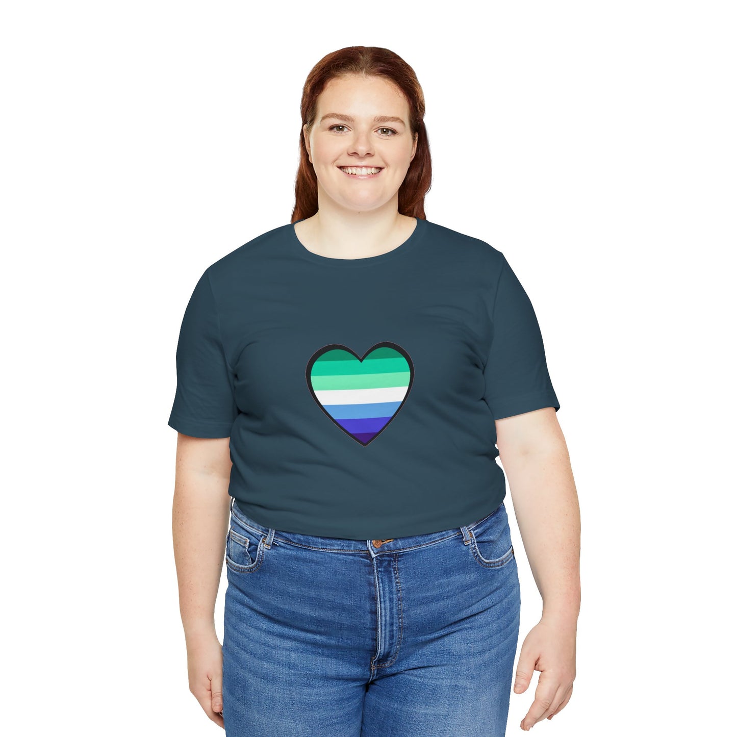 Gay Men’s Pride Flag Heart T-Shirt – LGBTQ+ Flag Design on Unisex Tee