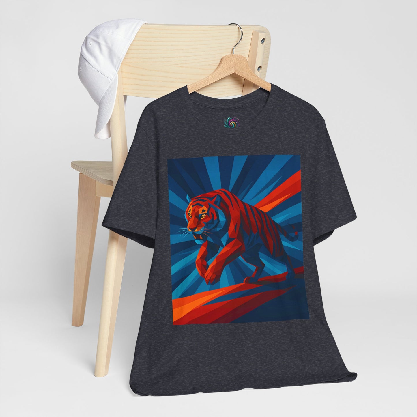 Geometric Tiger T-Shirt – Bold Jungle Animal Tee in Abstract Style - WhimSpin - https://whimspin.com