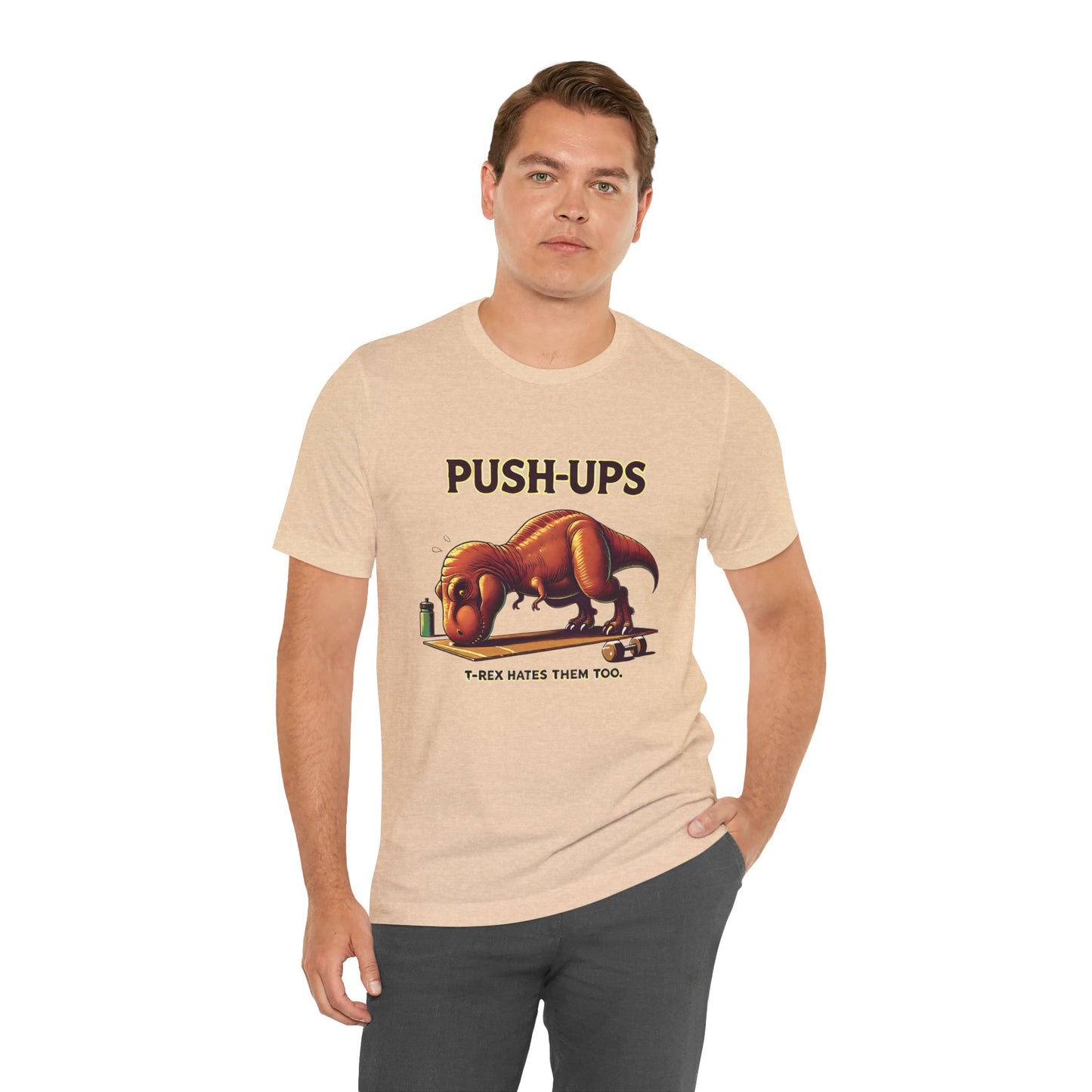 T-Rex Push-Up Graphic Tee – Funny Dinosaur Workout Graphic Shirt
