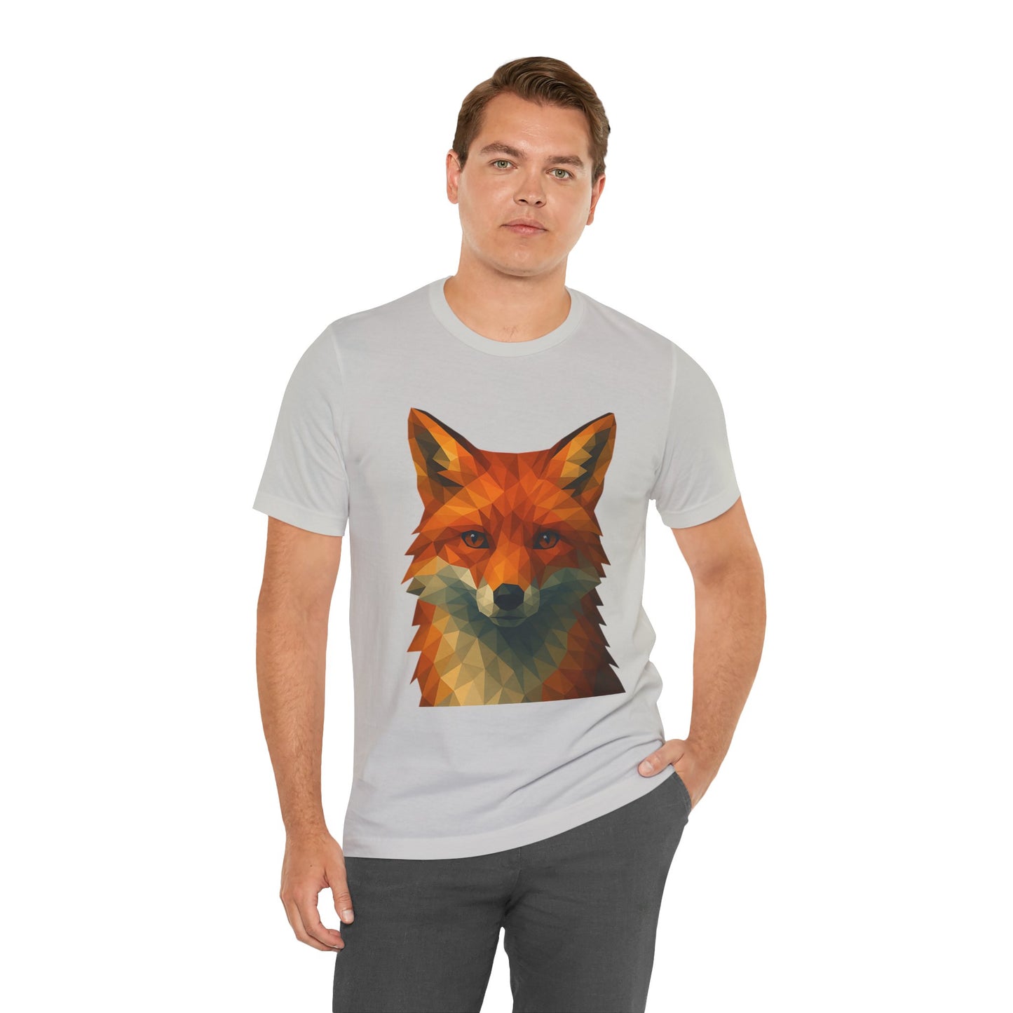 Geometric Fox T-Shirt – Polygon Animal Tee with Nature Vibes - WhimSpin - https://whimspin.com