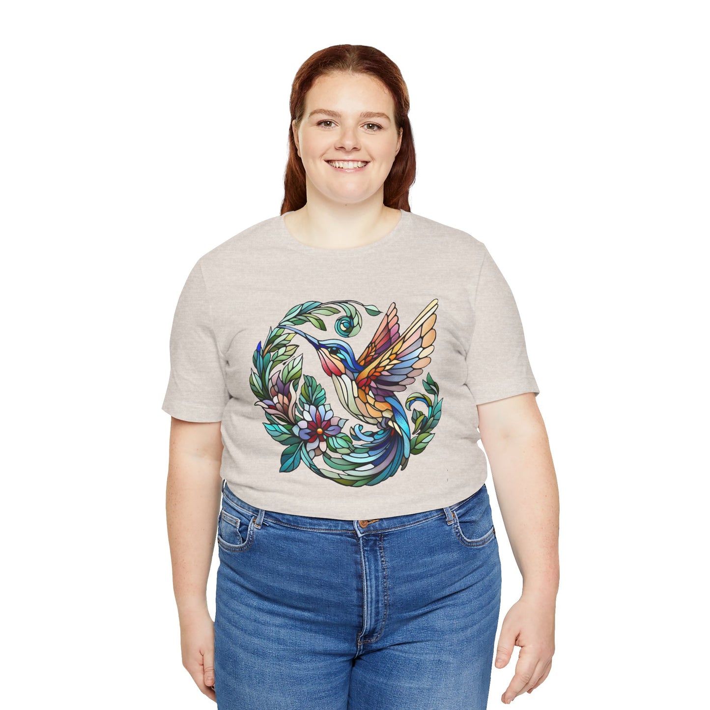 Stained Glass Hummingbird Tee – Vibrant Nature Shirt