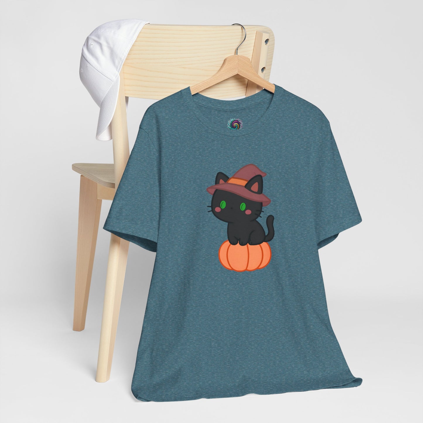 Halloween Cat Shirt – Cute Cat on a Pumpkin Graphic Tee