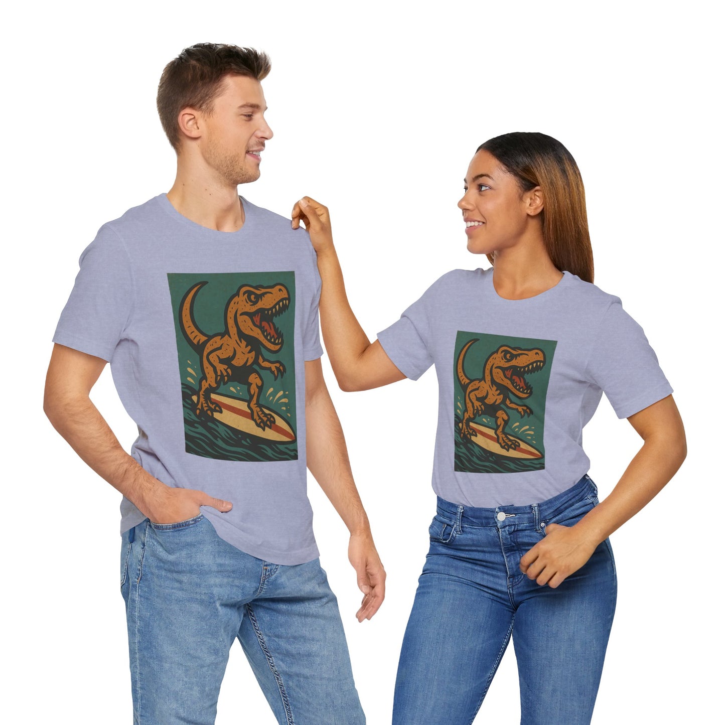 Surfing T-Rex T-Shirt – Funny Dinosaur Surfing Graphic Tee