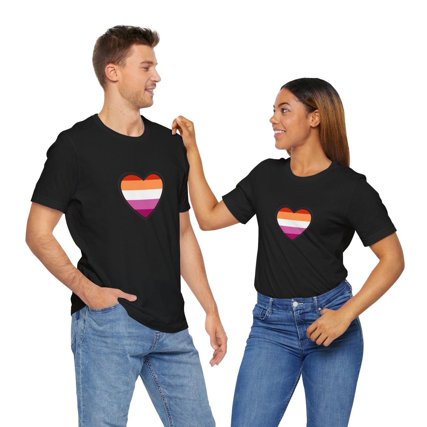 Lesbian Pride Flag Heart T-Shirt – Bold LGBTQ+ Graphic Tee - WhimSpin - https://whimspin.com