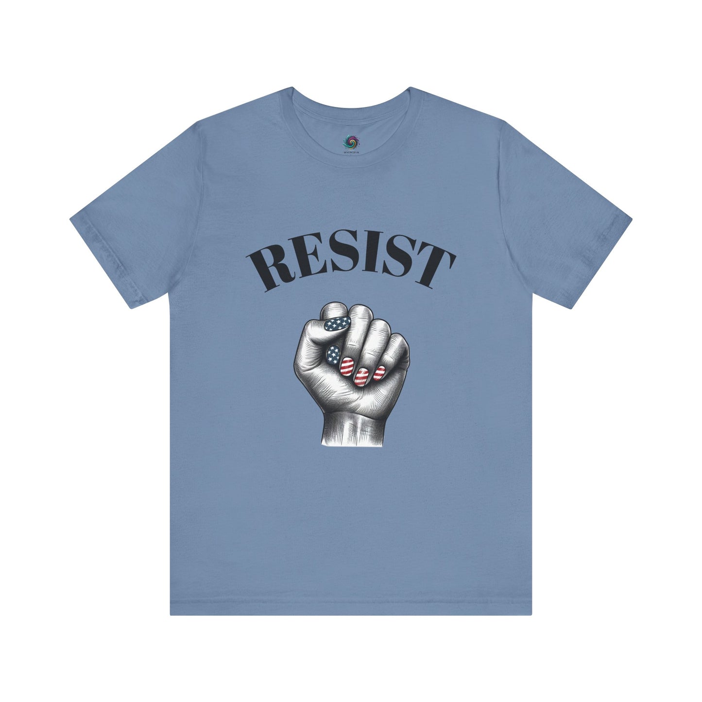 Resist Feminist Power Fist Tee – USA Flag Nails Protest Shirt - WhimSpin - https://whimspin.com