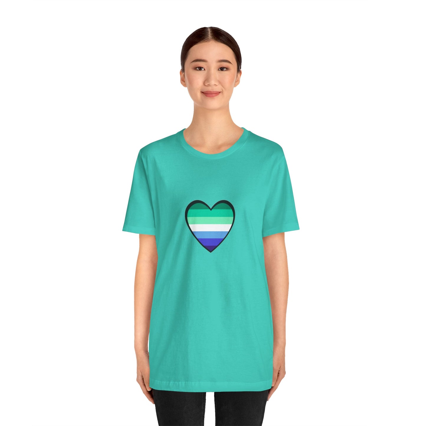 Gay Men’s Pride Flag Heart T-Shirt – LGBTQ+ Flag Design on Unisex Tee