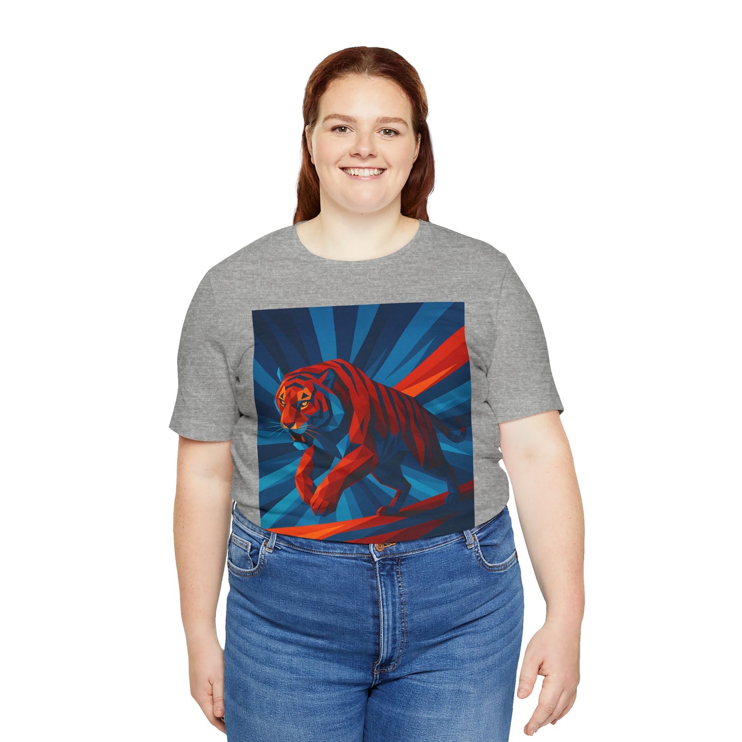 Geometric Tiger T-Shirt – Bold Jungle Animal Tee in Abstract Style - WhimSpin - https://whimspin.com