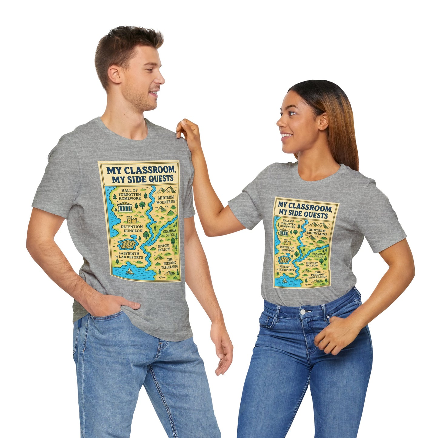 My Classroom, My Side Quests T-Shirt – RPG Map Tee for Teachers