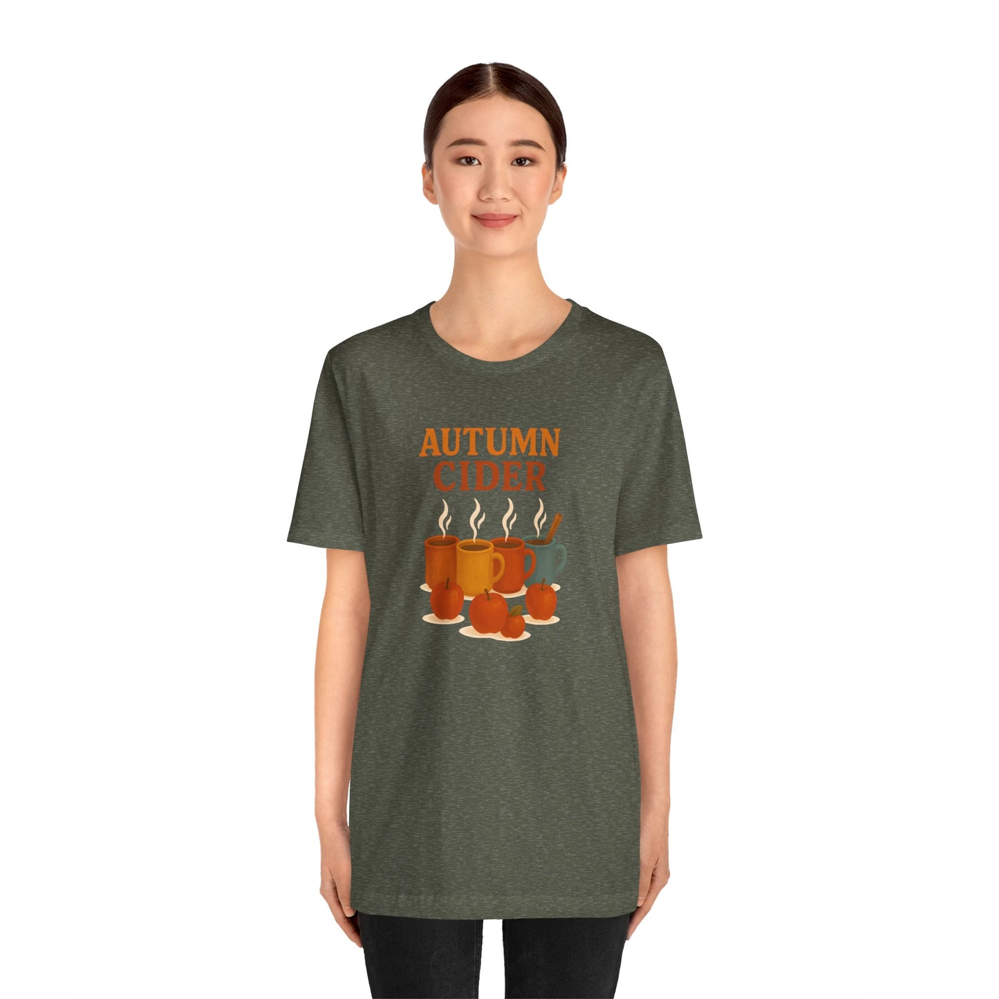 Autumn Cider T-Shirt – Cozy Fall Graphic Tee with Steaming Mugs