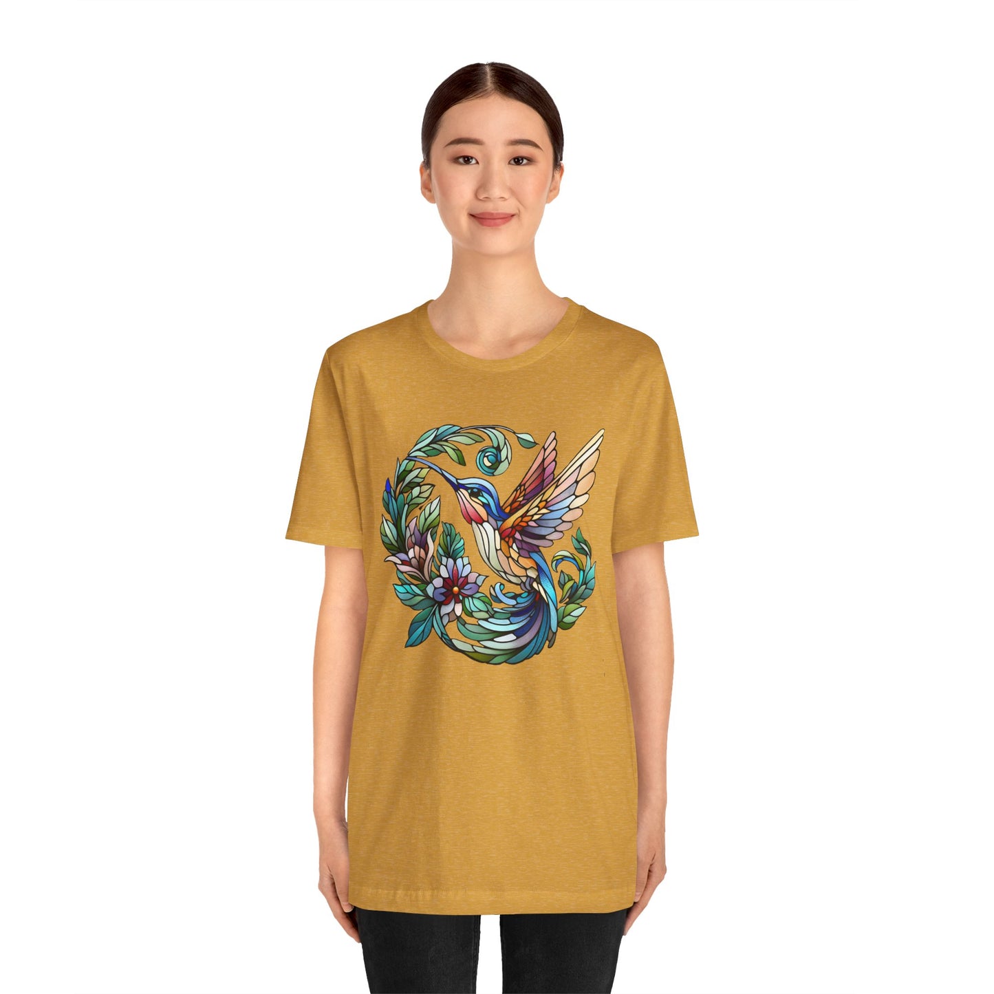 Stained Glass Hummingbird Tee – Vibrant Nature Shirt