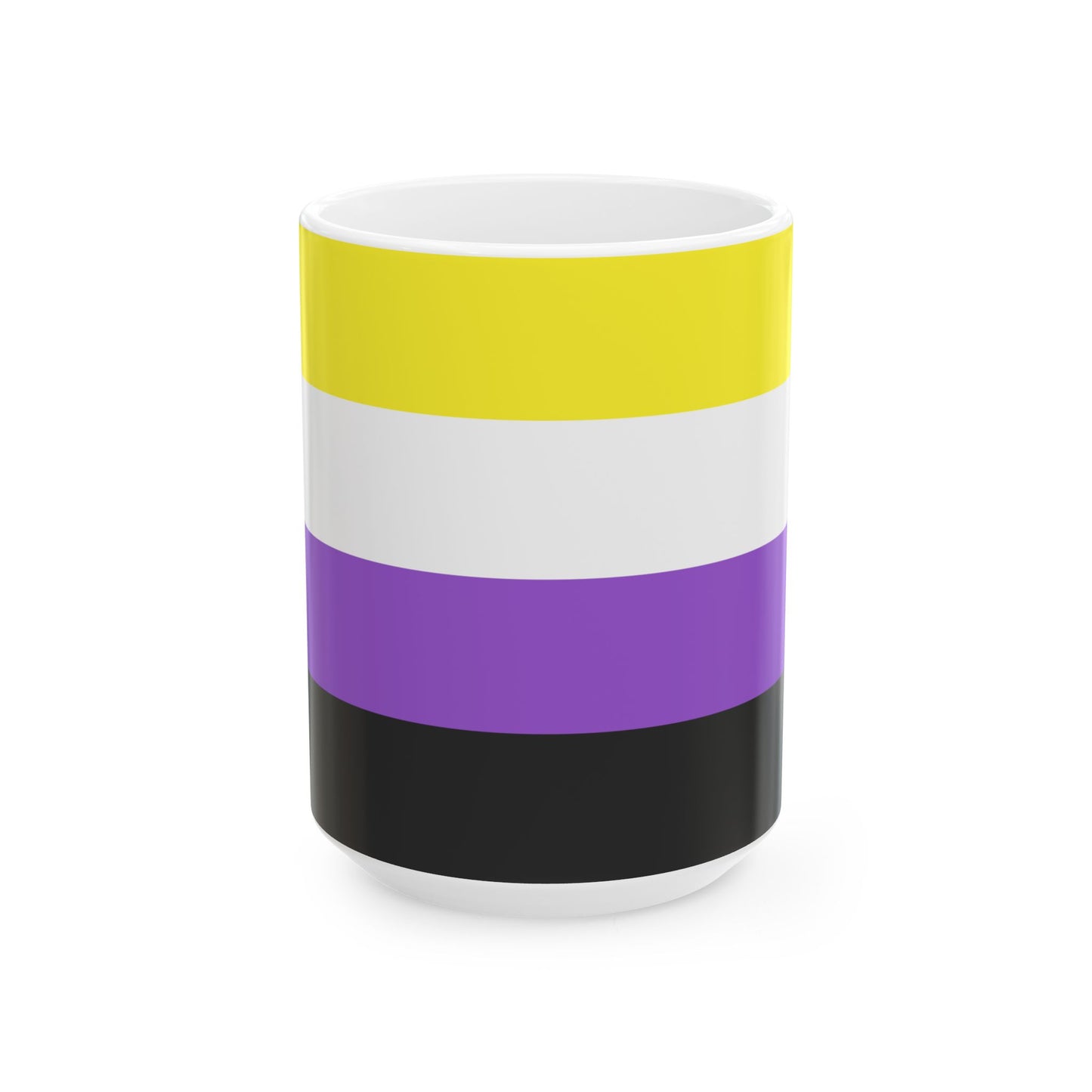 Nonbinary Pride Flag Cup – Yellow, White, Purple & Black LGBTQ+ Ceramic Mug