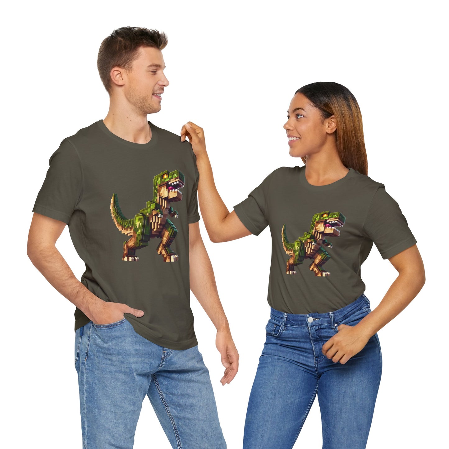 Pixel Dinosaur T-Shirt – Retro Dino Graphic Tee for Adults