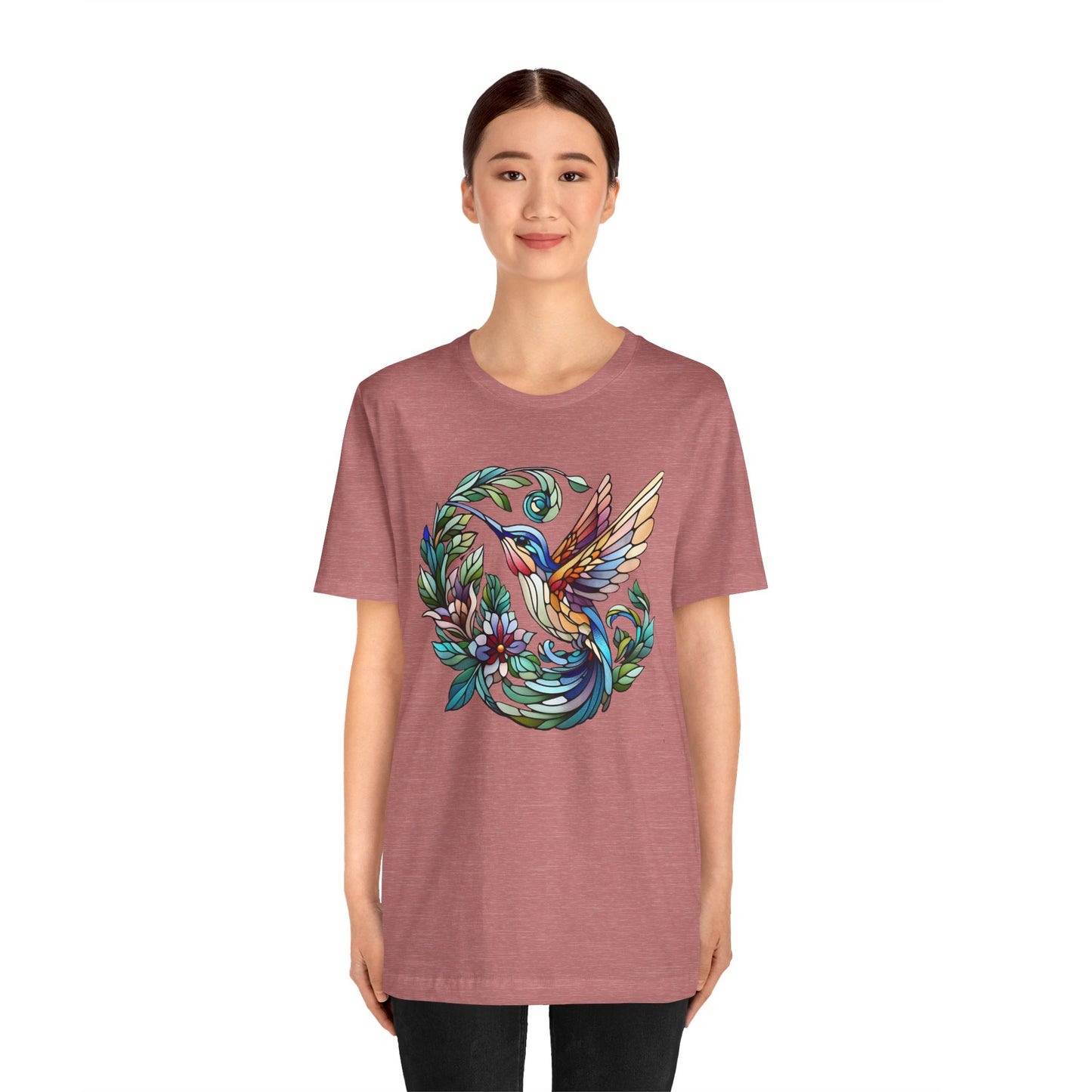 Stained Glass Hummingbird Tee – Vibrant Nature Shirt
