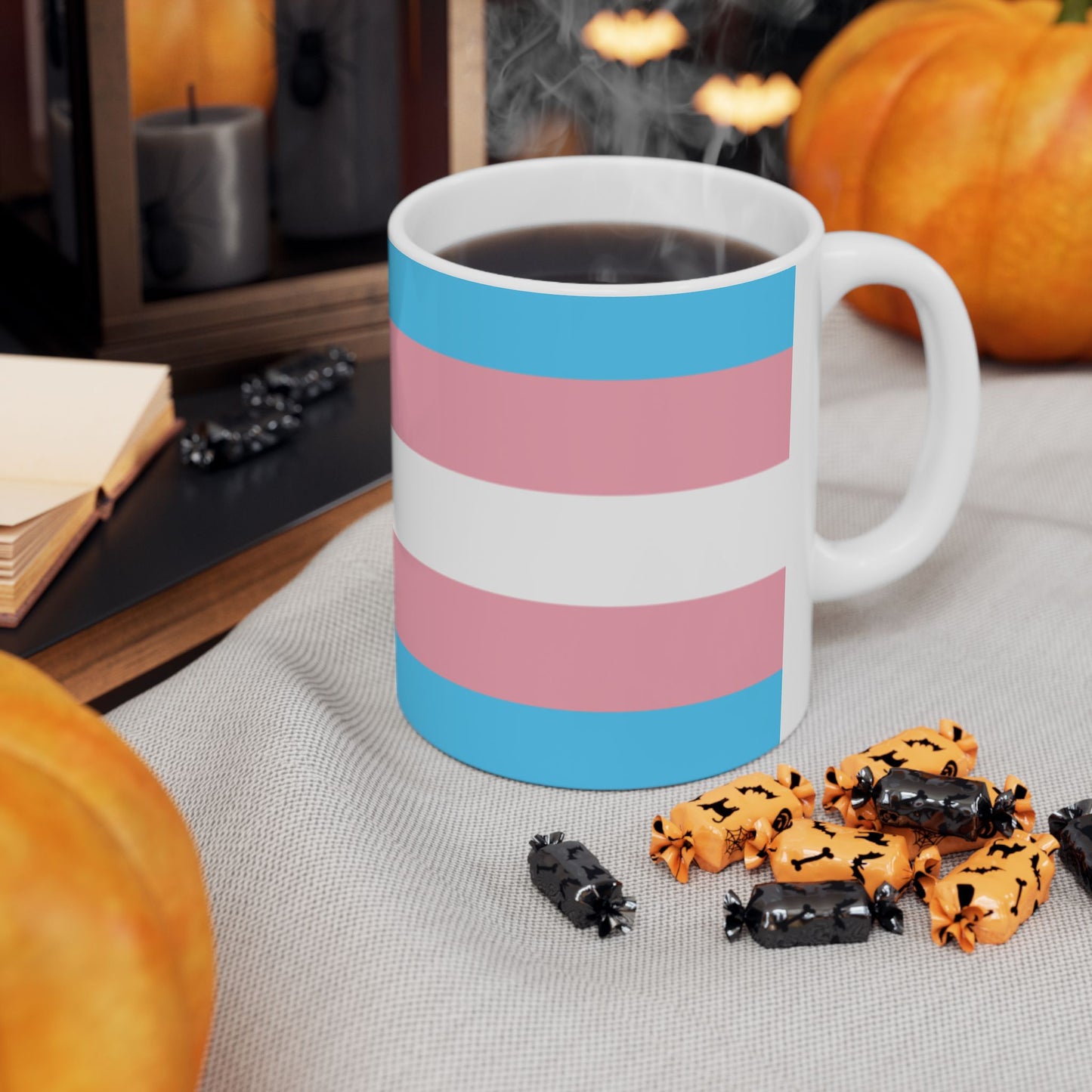 Transgender Pride Flag Cup – Blue, Pink & White LGBTQ+ Ceramic Mug - WhimSpin