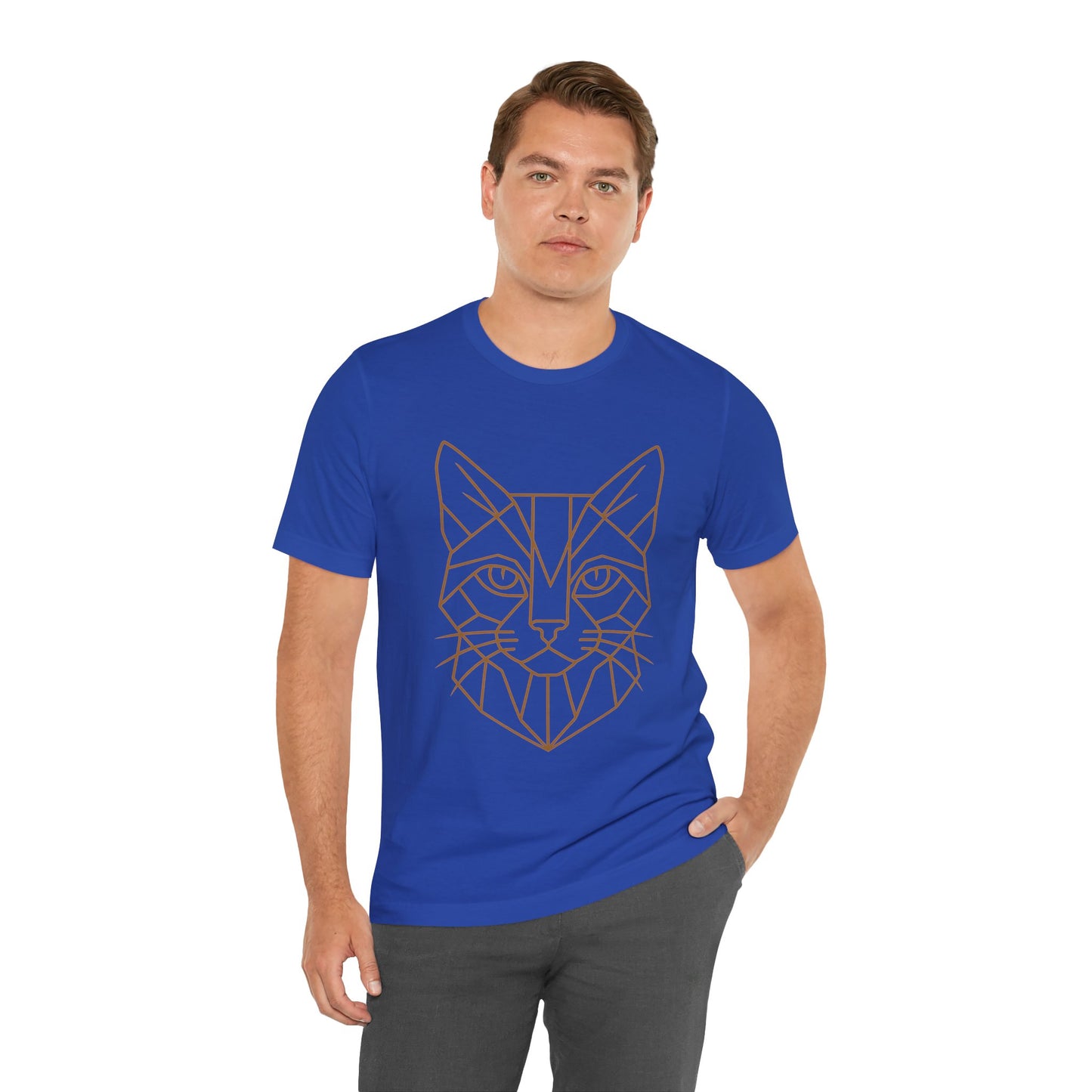 Geometric Cat T-Shirt – Minimalist Line Art Tee - WhimSpin - https://whimspin.com