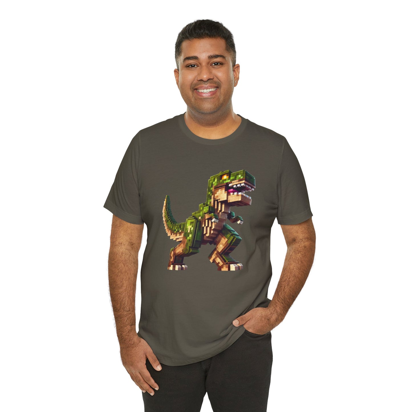Pixel Dinosaur T-Shirt – Retro Dino Graphic Tee for Adults