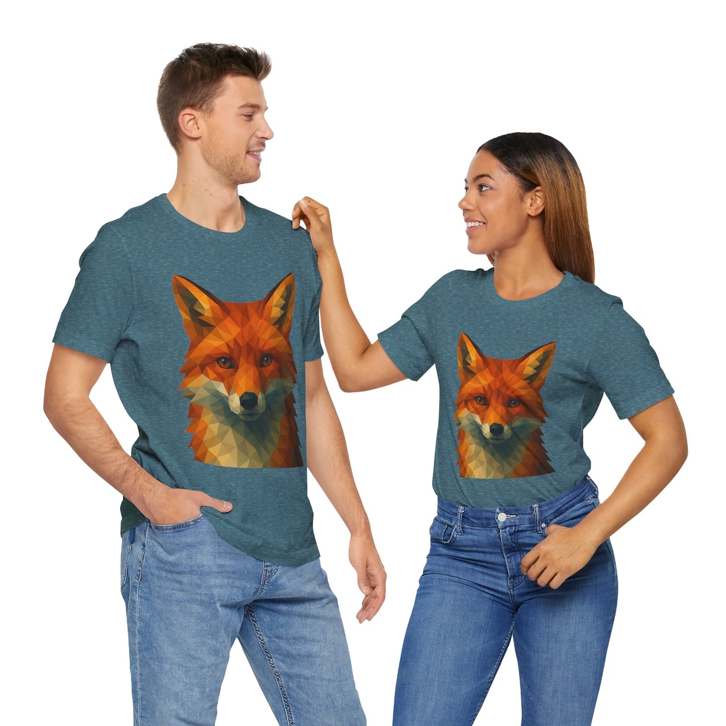 Geometric Fox T-Shirt – Polygon Animal Tee with Nature Vibes - WhimSpin - https://whimspin.com
