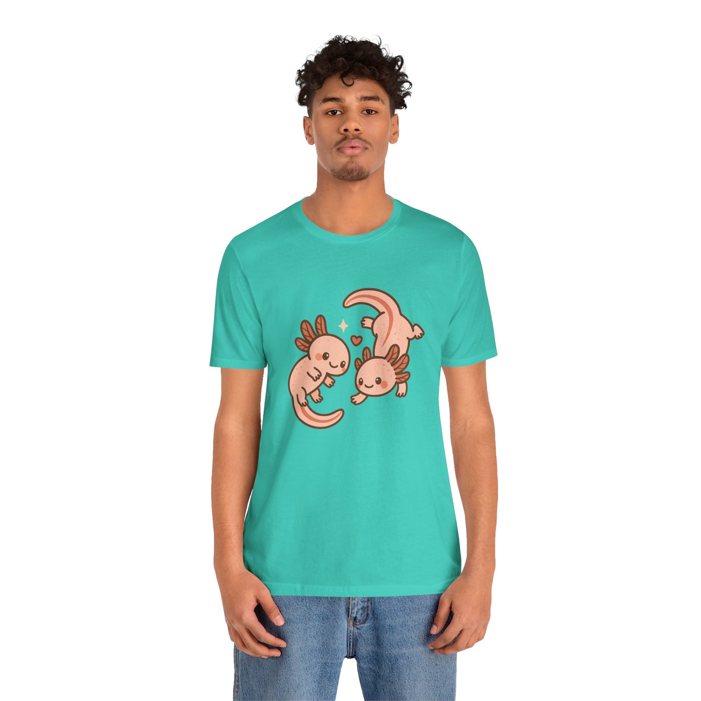 Kawaii Axolotl T-Shirt – Cute Tee with Smiling Axolotls - WhimSpin - https://whimspin.com