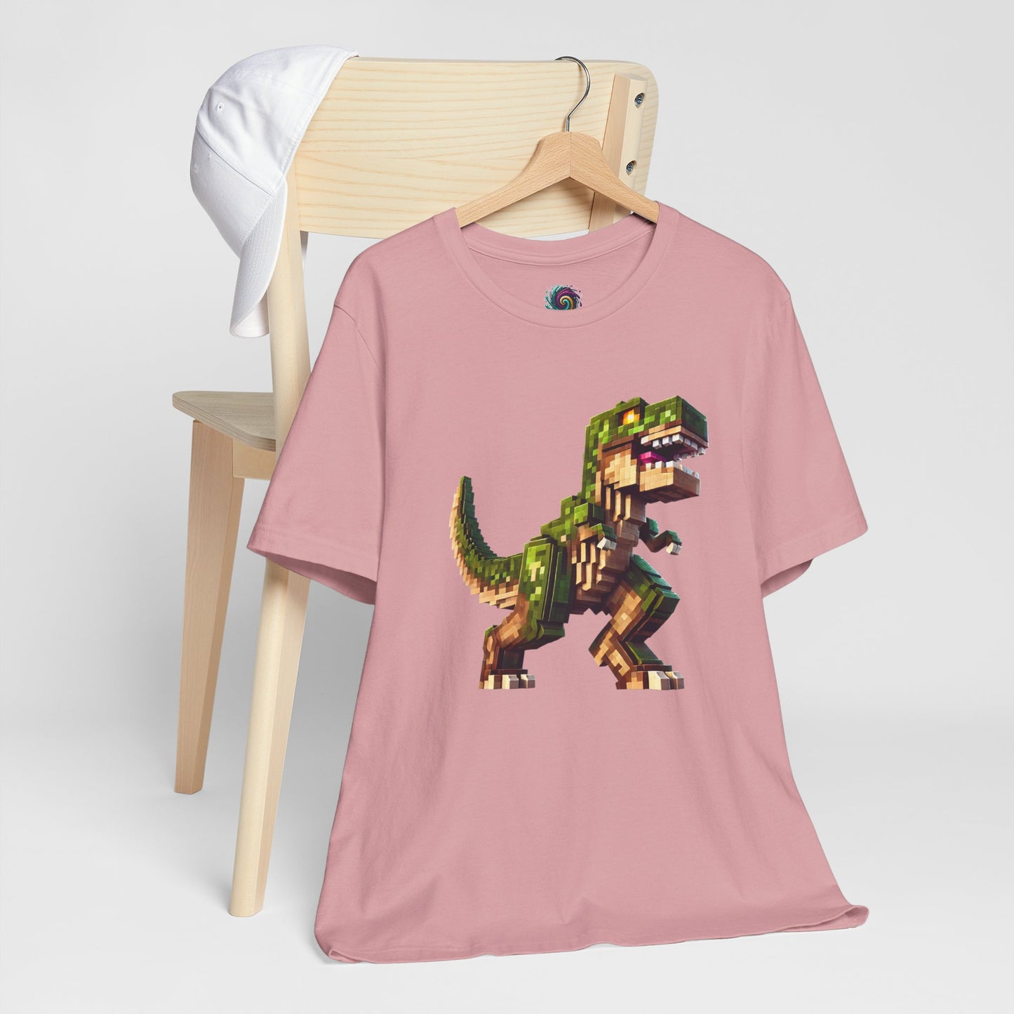 Pixel Dinosaur T-Shirt – Retro Dino Graphic Tee for Adults