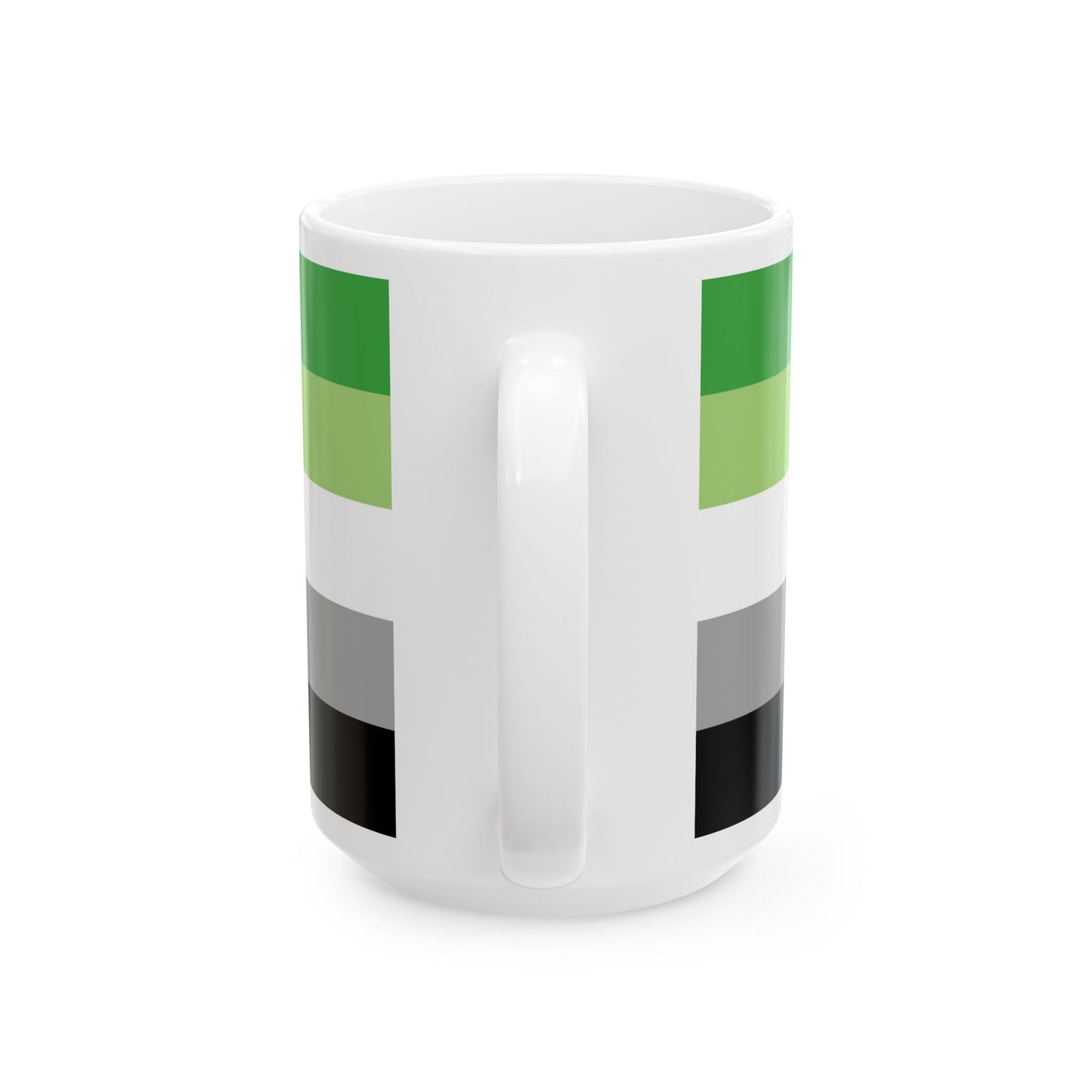Aromantic Pride Flag Mug – Green Stripe LGBTQ+ Ceramic Cup