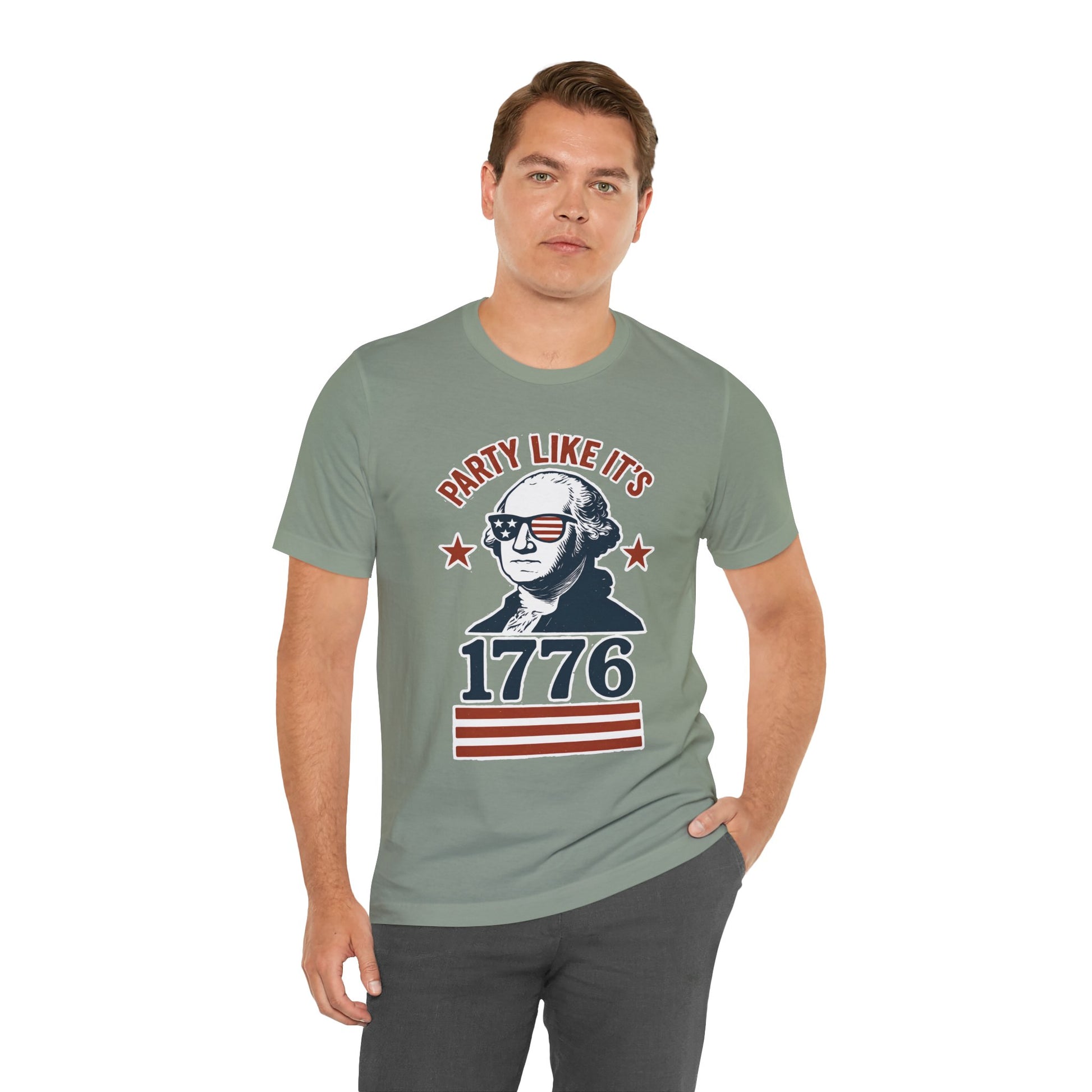Party Like It's 1776 T-Shirt – Funny 4th of July Tee with George Washington Graphic - WhimSpin - https://whimspin.com