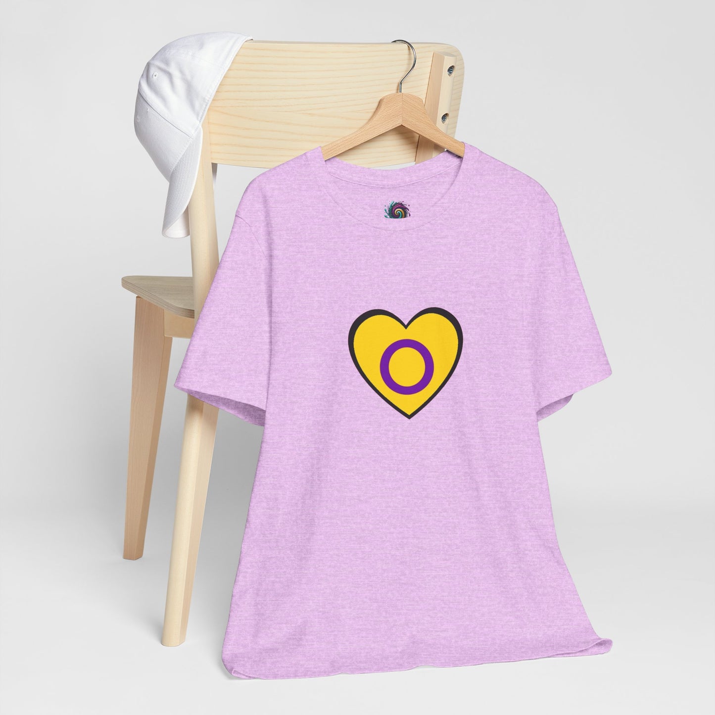 Intersex Pride Flag Heart T-Shirt – Minimalist LGBTQ+ Support Tee - WhimSpin - https://whimspin.com