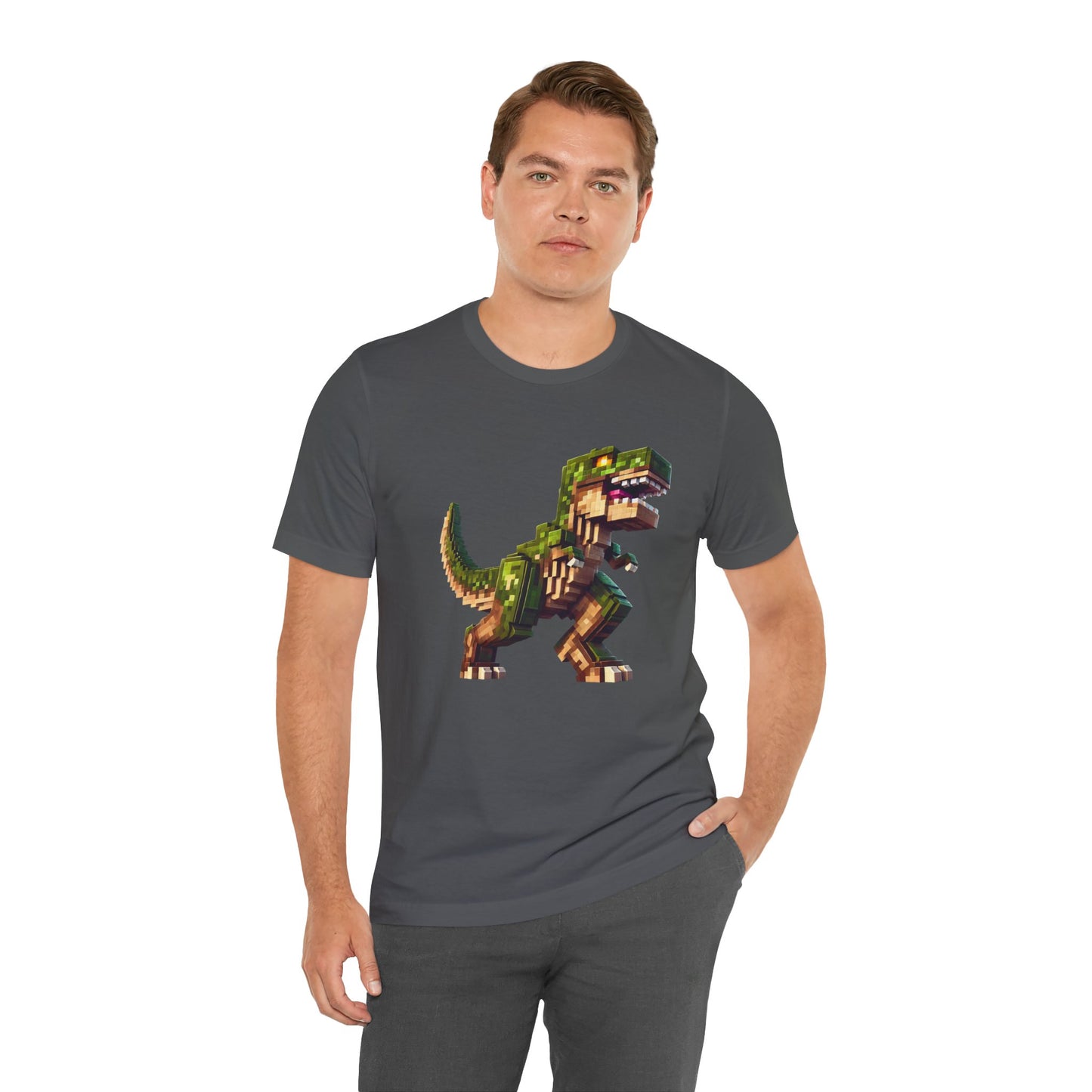 Pixel Dinosaur T-Shirt – Retro Dino Graphic Tee for Adults