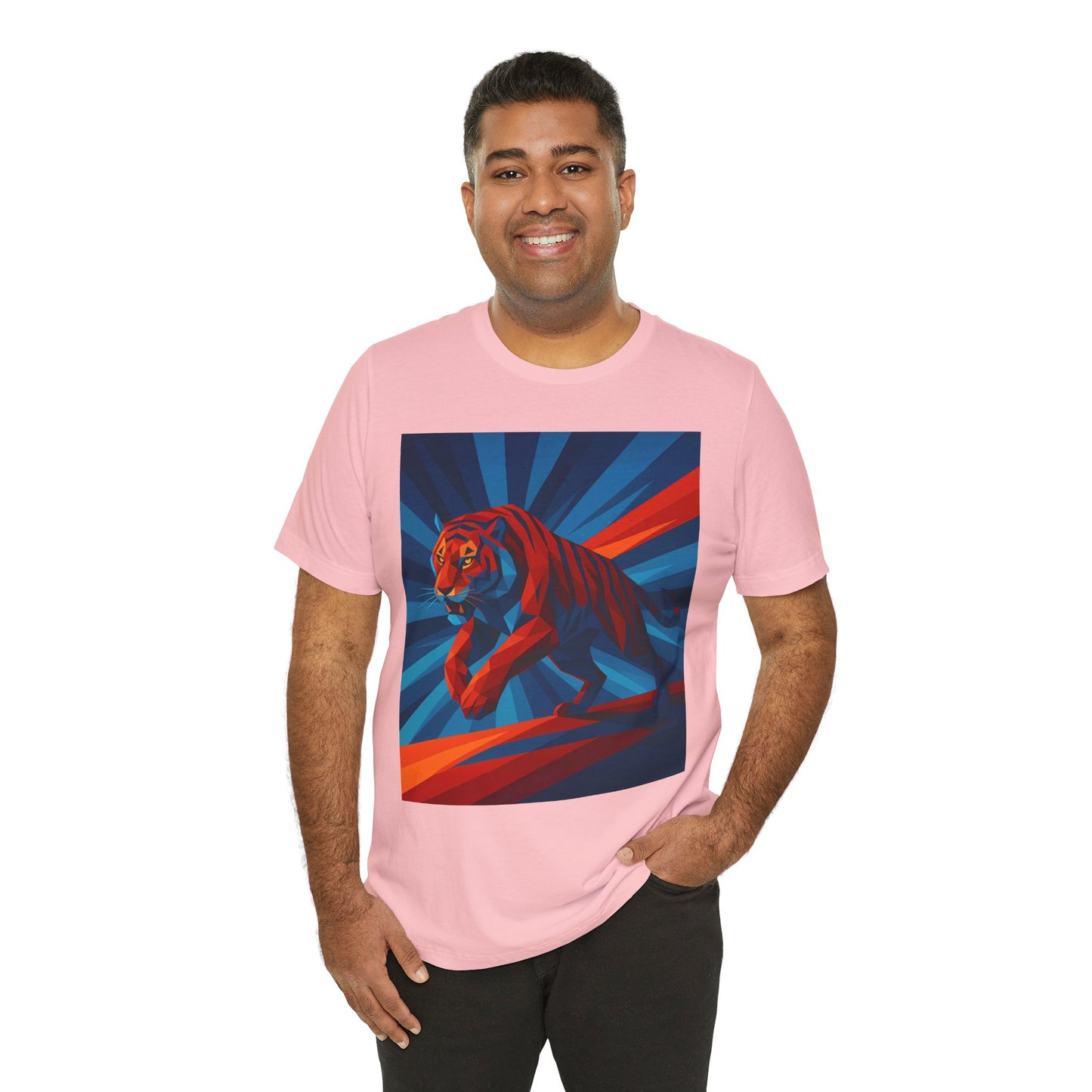 Geometric Tiger T-Shirt – Bold Jungle Animal Tee in Abstract Style - WhimSpin - https://whimspin.com