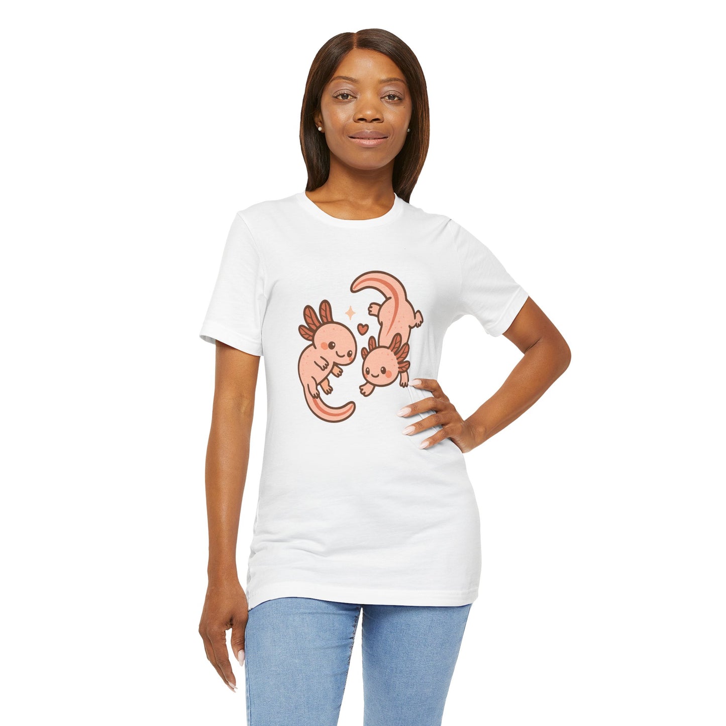 Kawaii Axolotl T-Shirt – Cute Tee with Smiling Axolotls - WhimSpin - https://whimspin.com