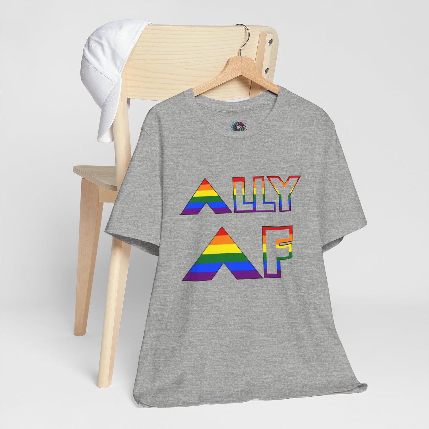 Gray Ally AF shirt with rainbow letters by WhimSpin